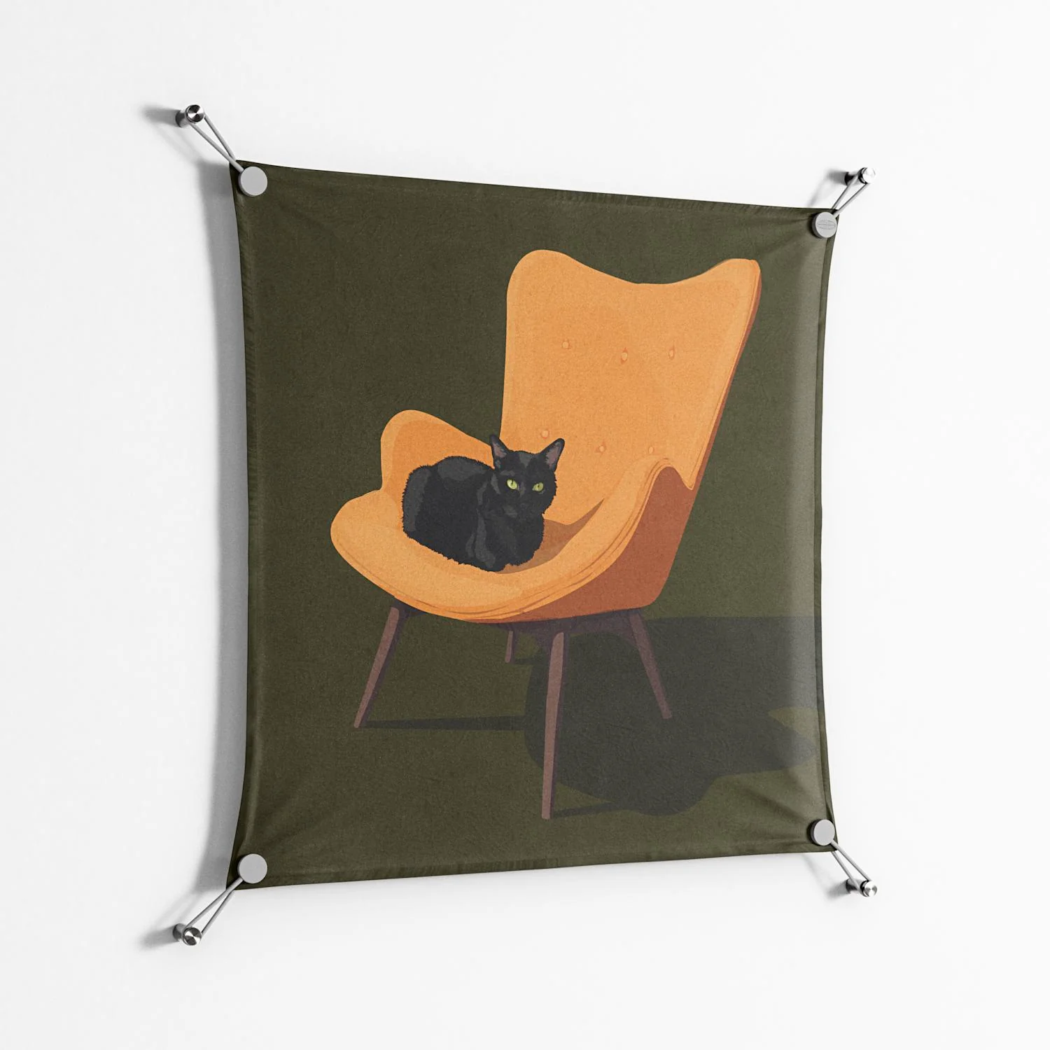 Cat in Chair A - Work On Wall - Kristin Eriksson - Silver - 70 x 70 cm - Image 2