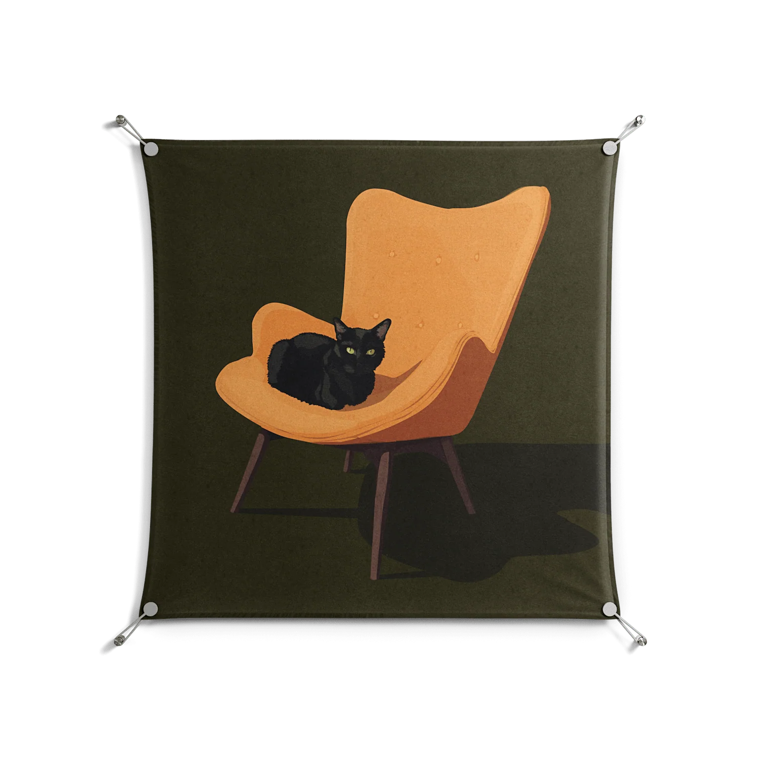 Cat in Chair A - Work On Wall - Kristin Eriksson - Silver - 90 x 90 cm