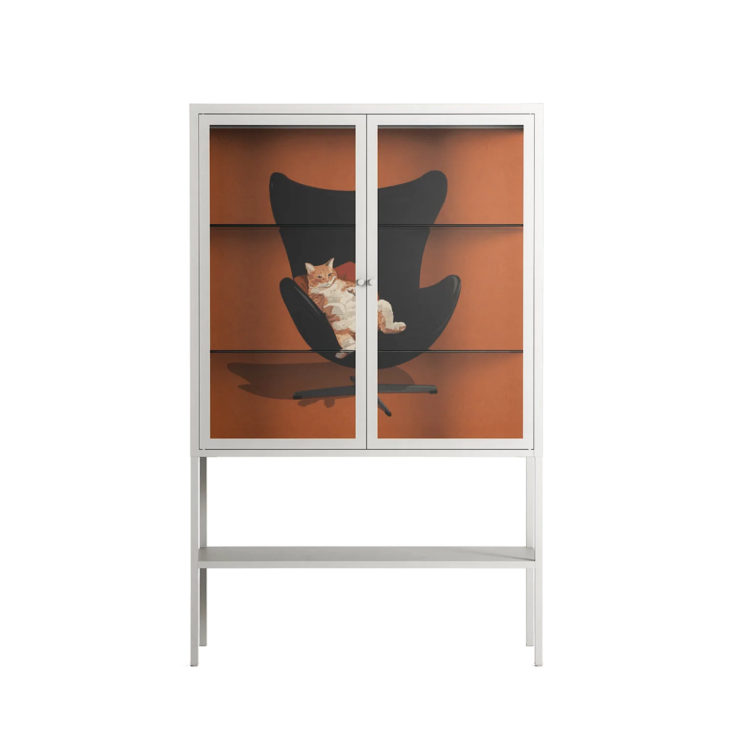 Cat in Chair B - Loft Cabinet - Kristin Eriksson - Chalk - Clear glass