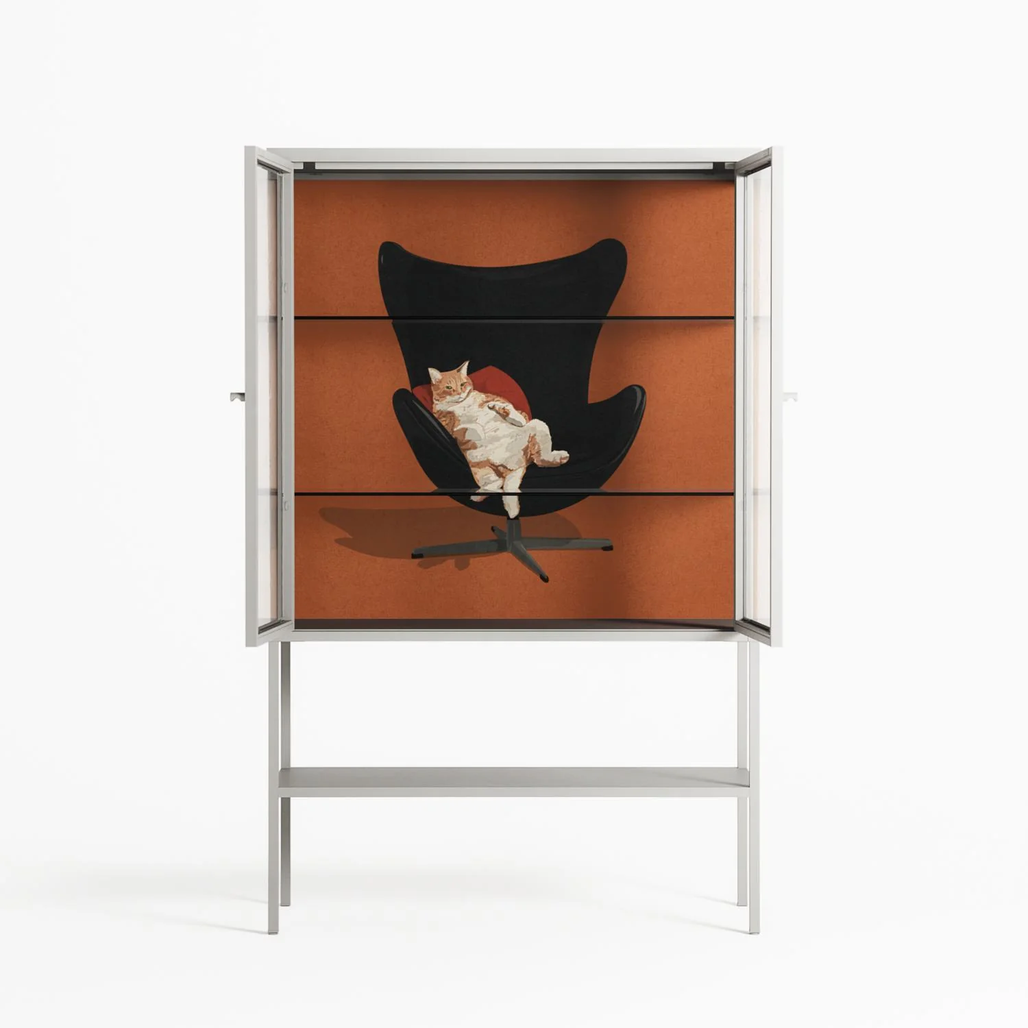 Cat in Chair B - Loft Cabinet - Kristin Eriksson - Chalk - Clear glass - Image 3