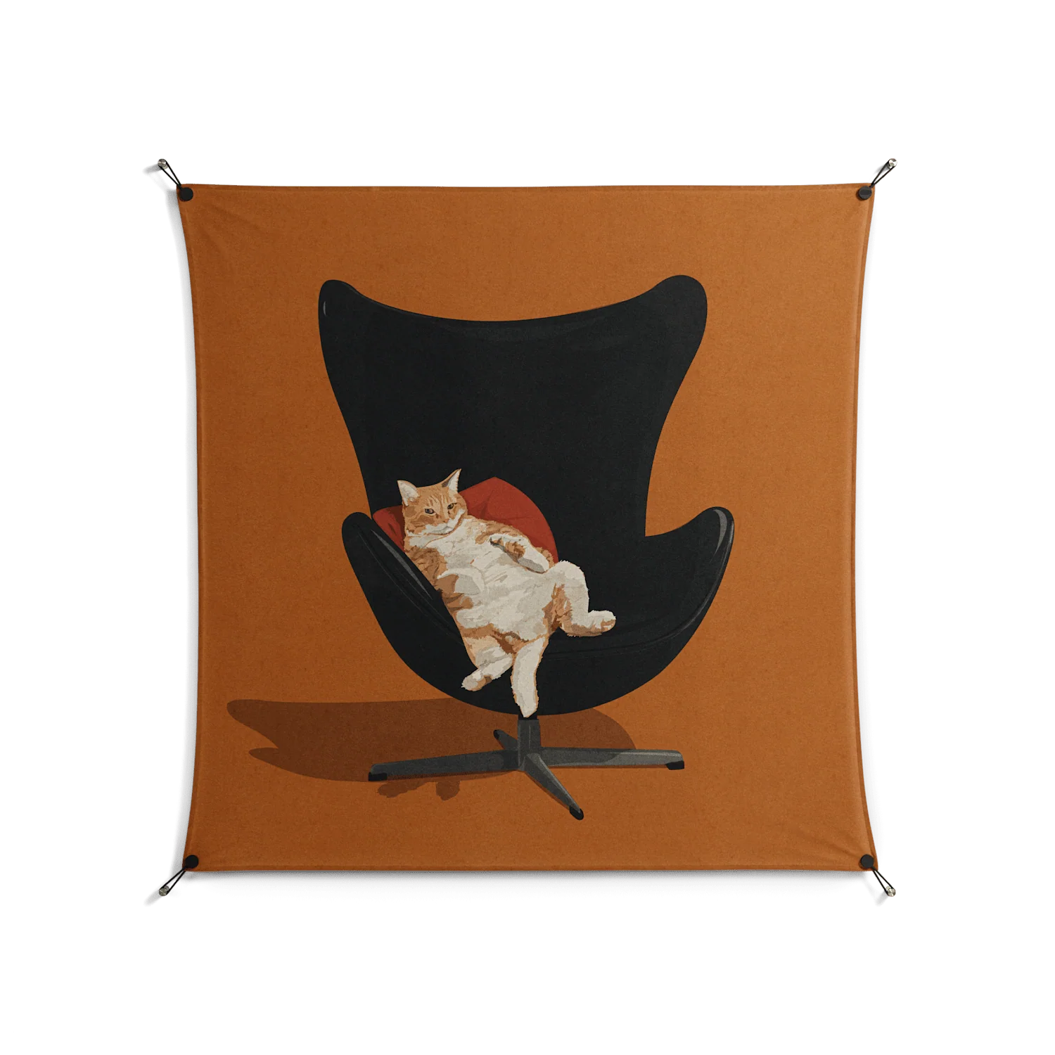 Cat in Chair B - Work On Wall - Kristin Eriksson - Black - 140 x 140 cm