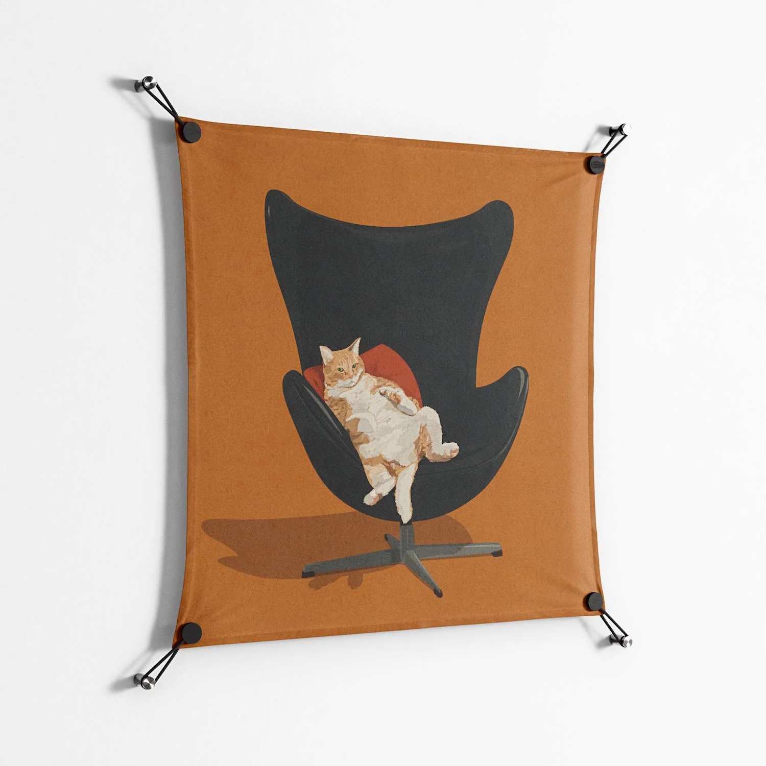 Cat in Chair B - Work On Wall - Kristin Eriksson - Black - 70 x 70 cm - Image 2
