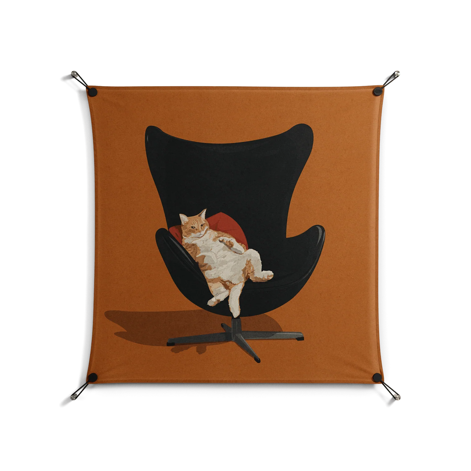 Cat in Chair B - Work On Wall - Kristin Eriksson - Black - 90 x 90 cm