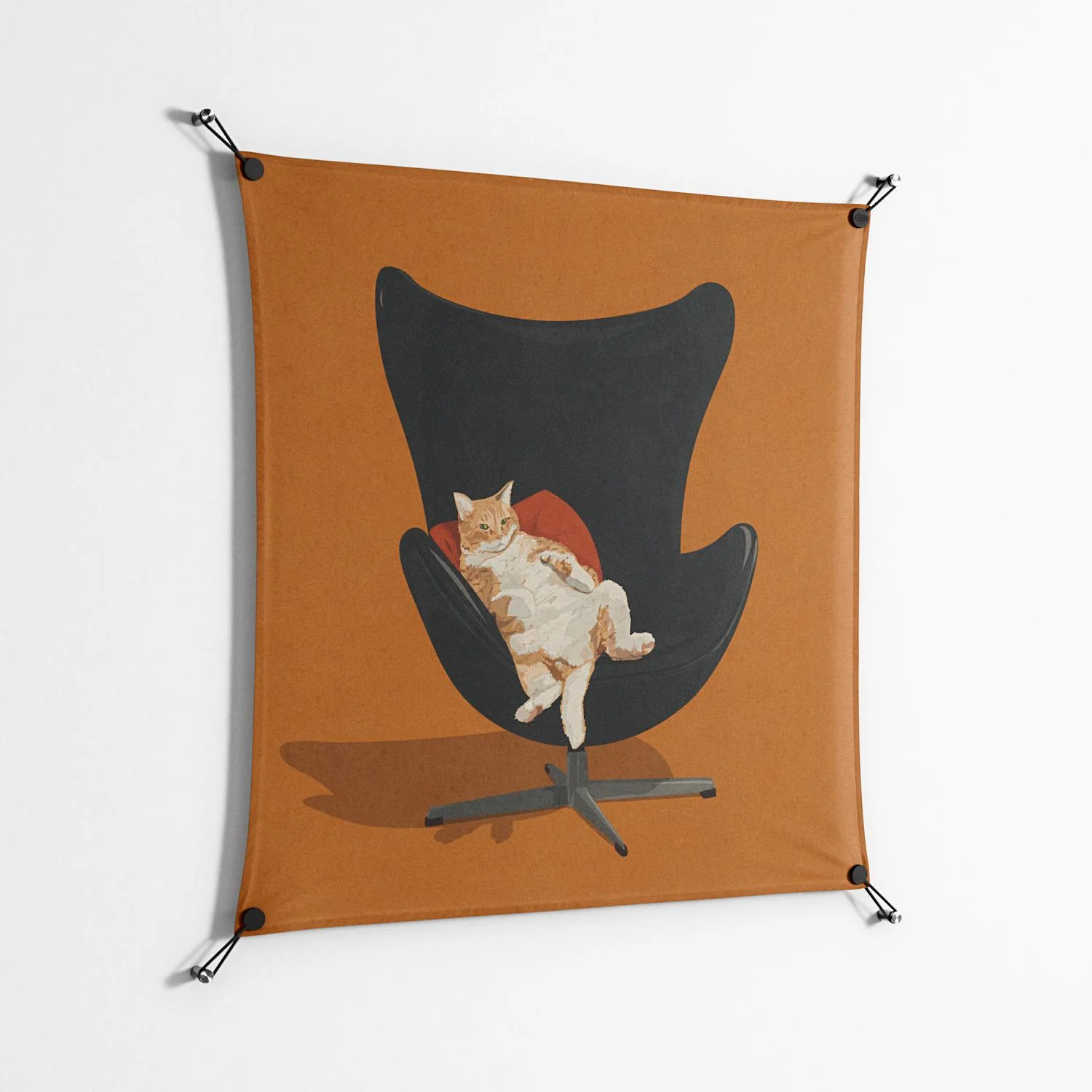 Cat in Chair B - Work On Wall - Kristin Eriksson - Black - 90 x 90 cm - Image 2