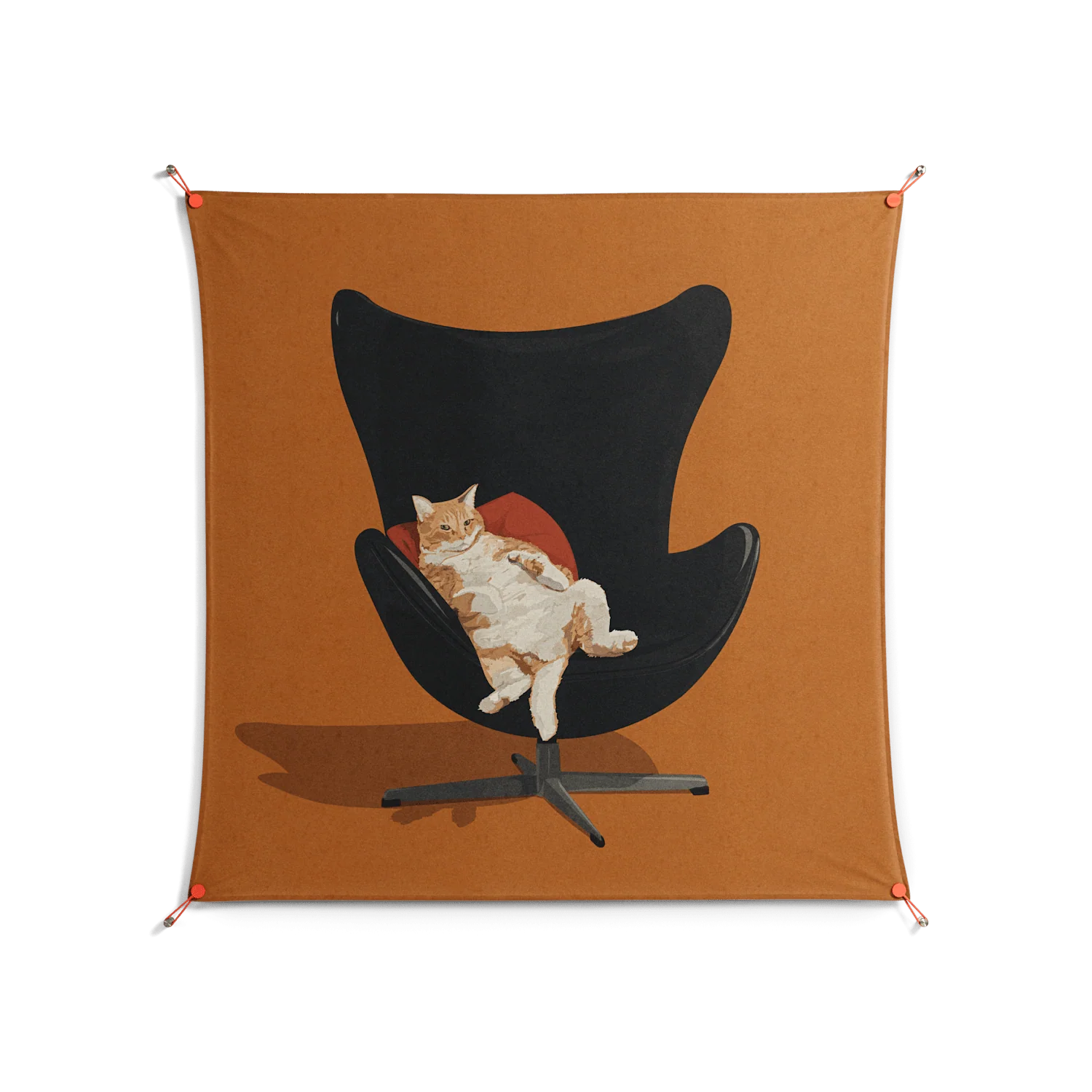 Cat in Chair B - Work On Wall - Kristin Eriksson - Orange - 140 x 140 cm