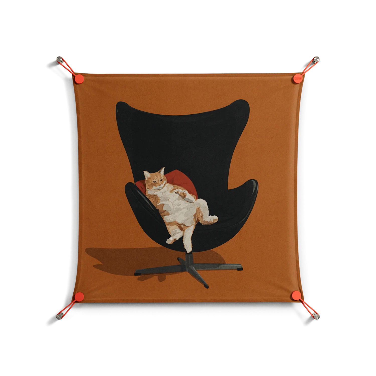 Cat in Chair B - Work On Wall - Kristin Eriksson - Orange - 70 x 70 cm