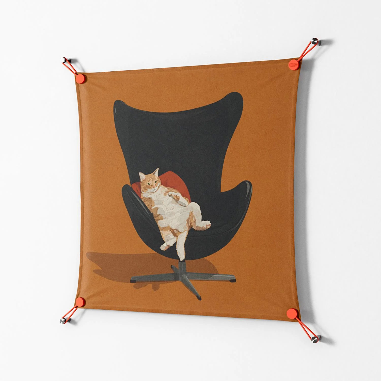 Cat in Chair B - Work On Wall - Kristin Eriksson - Orange - 70 x 70 cm - Image 2