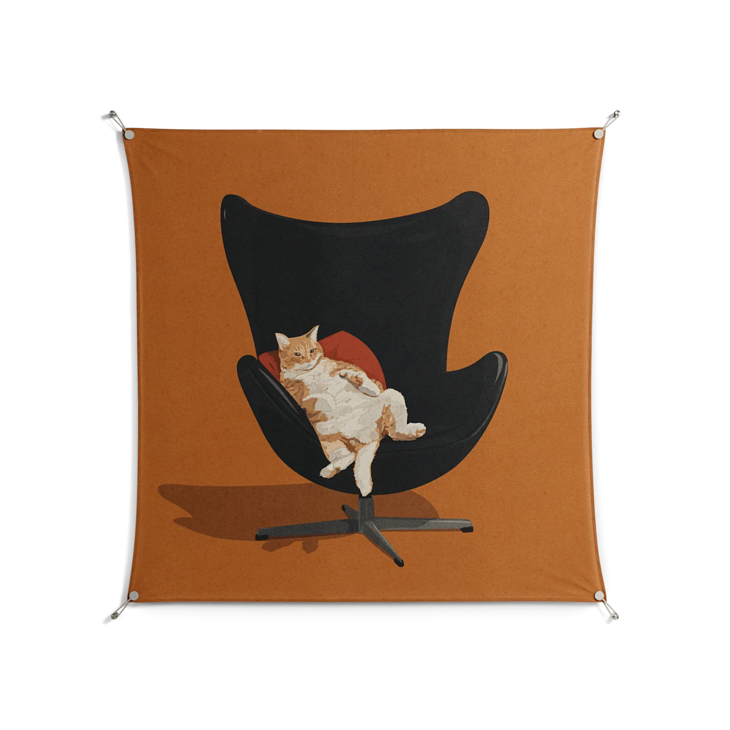 Cat in Chair B - Work On Wall - Kristin Eriksson - Silver - 140 x 140 cm