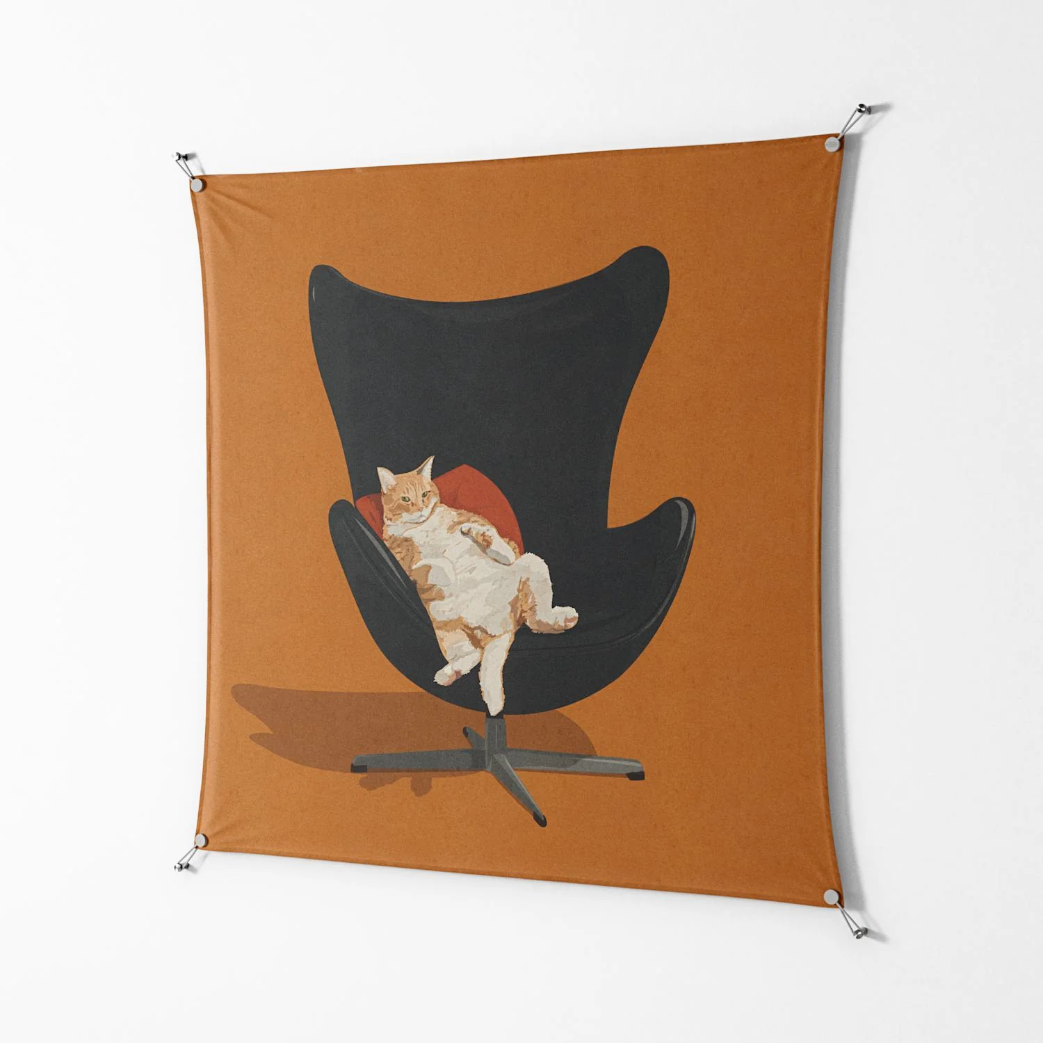 Cat in Chair B - Work On Wall - Kristin Eriksson - Silver - 140 x 140 cm - Image 2