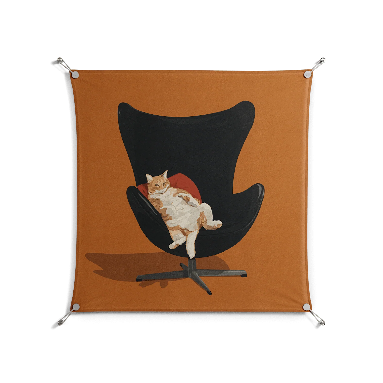 Cat in Chair B - Work On Wall - Kristin Eriksson - Silver - 90 x 90 cm