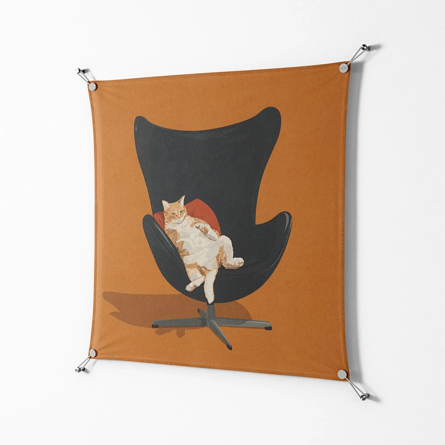 Cat in Chair B - Work On Wall - Kristin Eriksson - Silver - 90 x 90 cm - Image 2