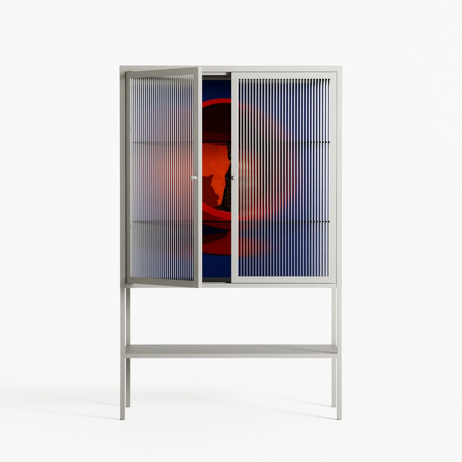 Cat in Chair C - Loft Cabinet - Kristin Eriksson - Chalk - Reeded glass - Image 2