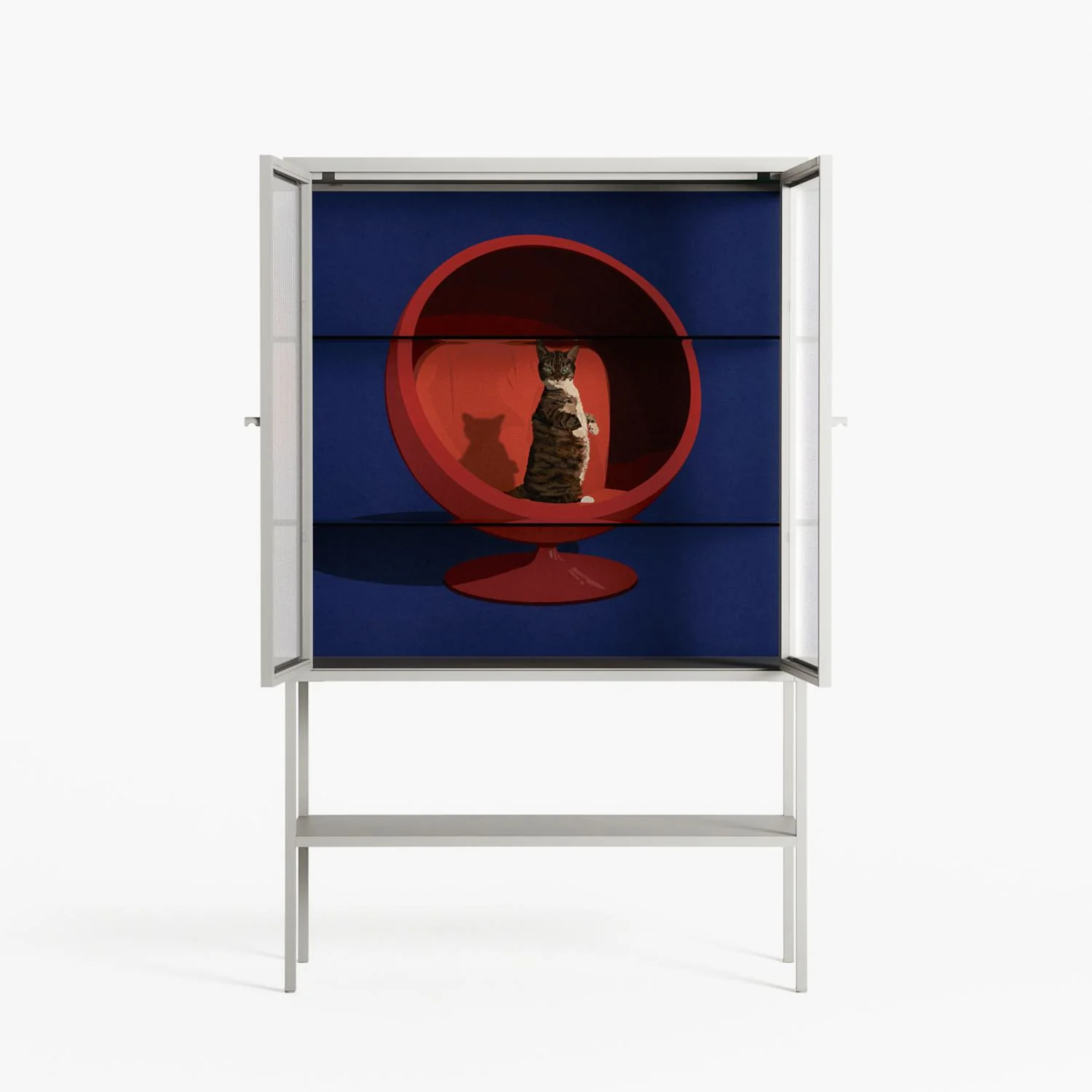 Cat in Chair C - Loft Cabinet - Kristin Eriksson - Chalk - Reeded glass - Image 3