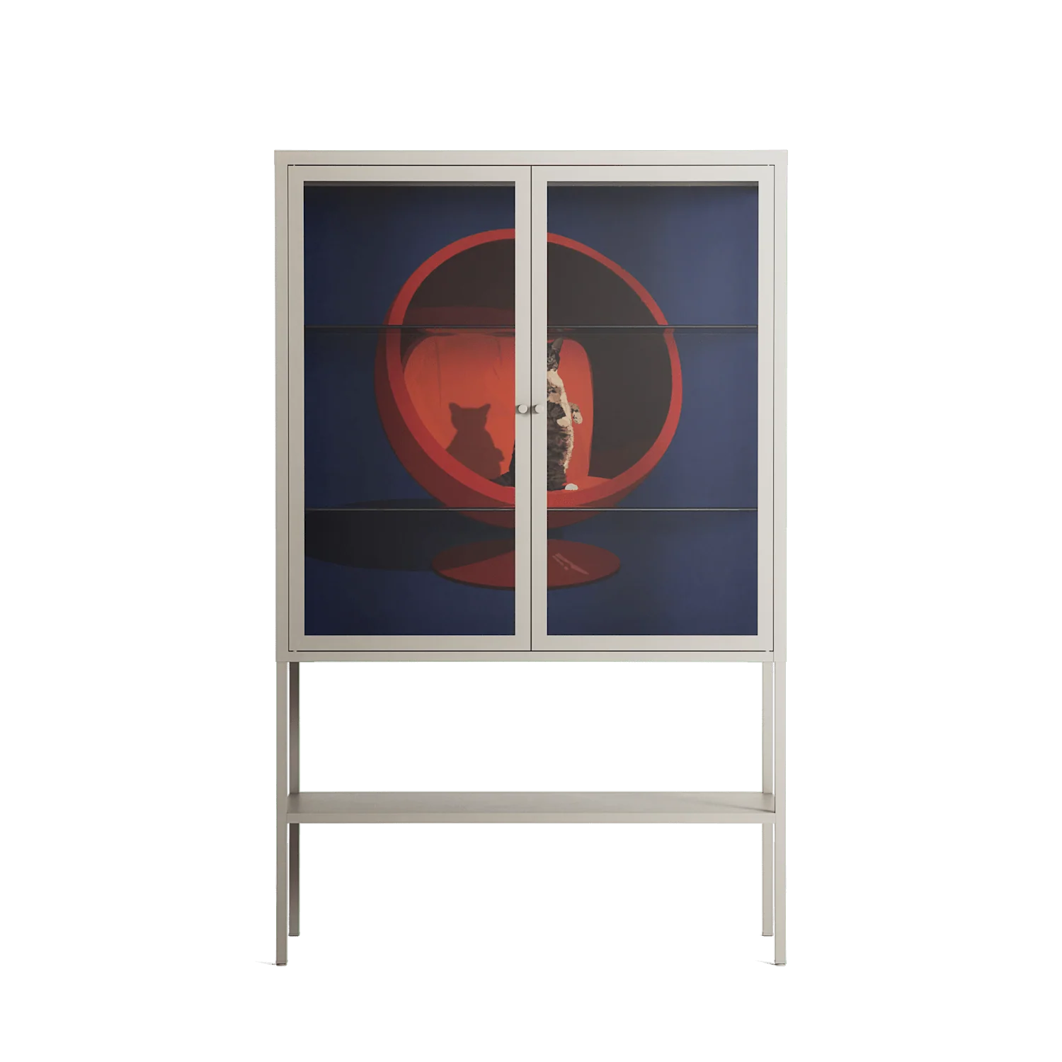 Cat in Chair C - Loft Cabinet - Kristin Eriksson - Pebble - Clear glass