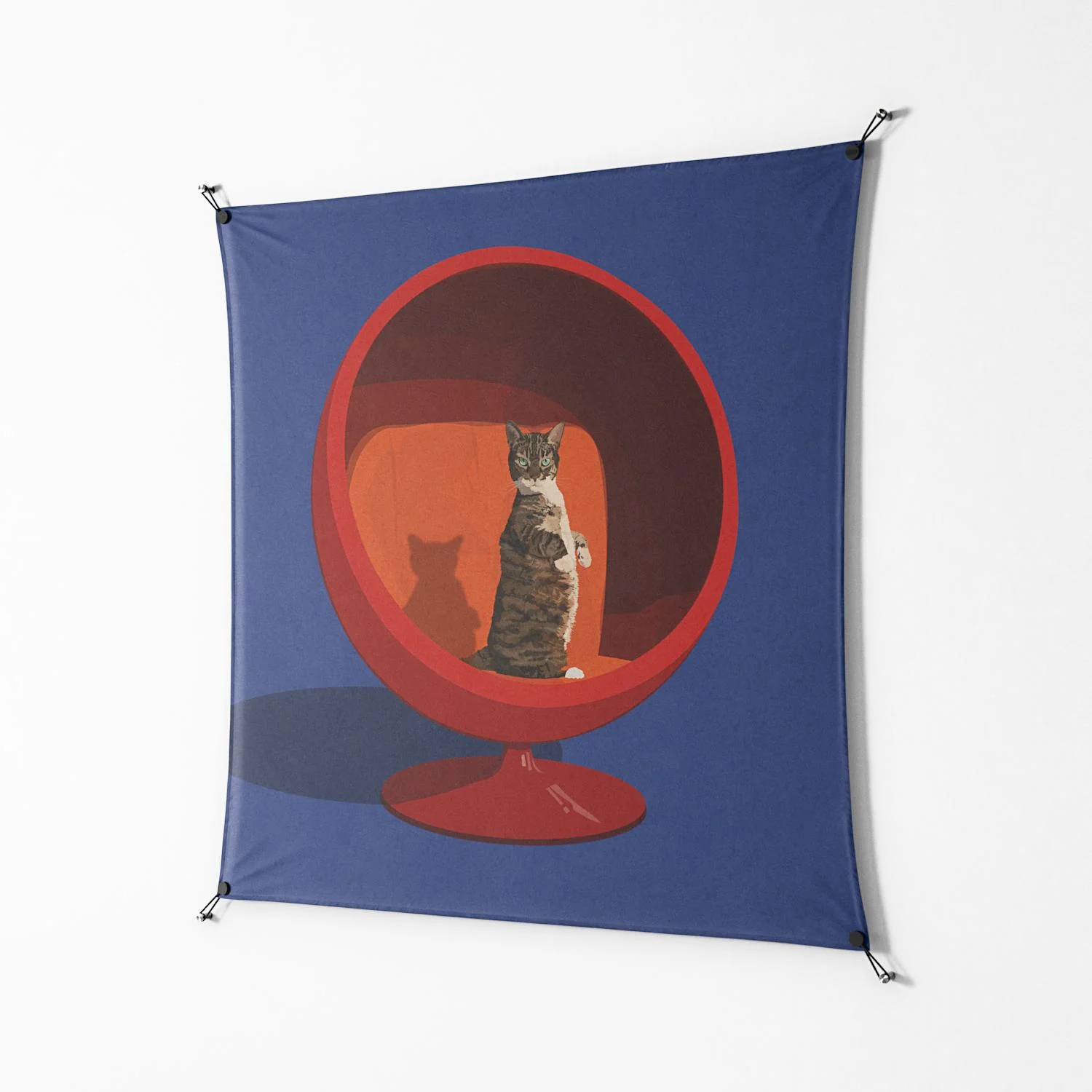 Cat in Chair C - Work On Wall - Kristin Eriksson - Black - 140 x 140 cm - Image 2