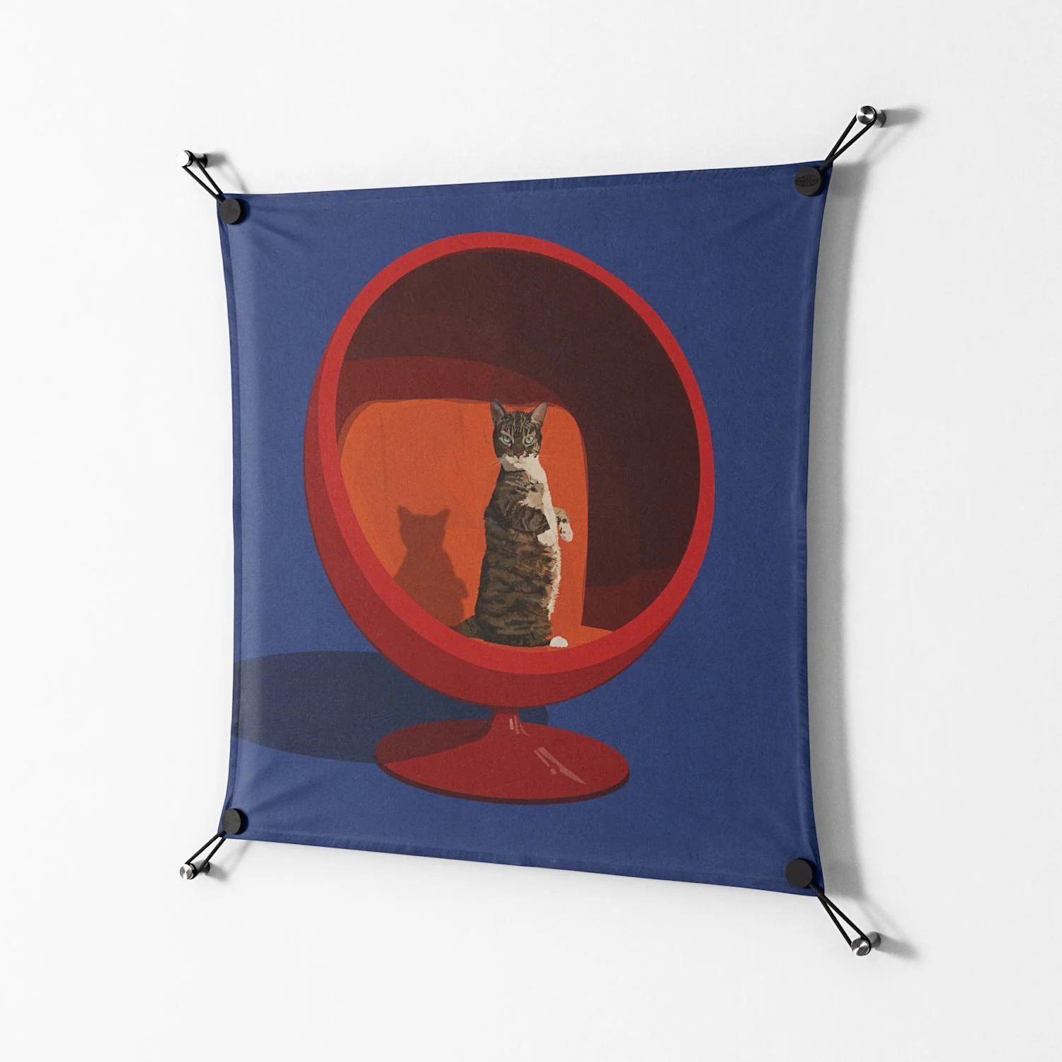 Cat in Chair C - Work On Wall - Kristin Eriksson - Black - 70 x 70 cm - Image 2
