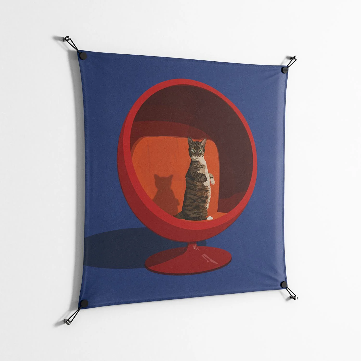 Cat in Chair C - Work On Wall - Kristin Eriksson - Black - 90 x 90 cm - Image 2