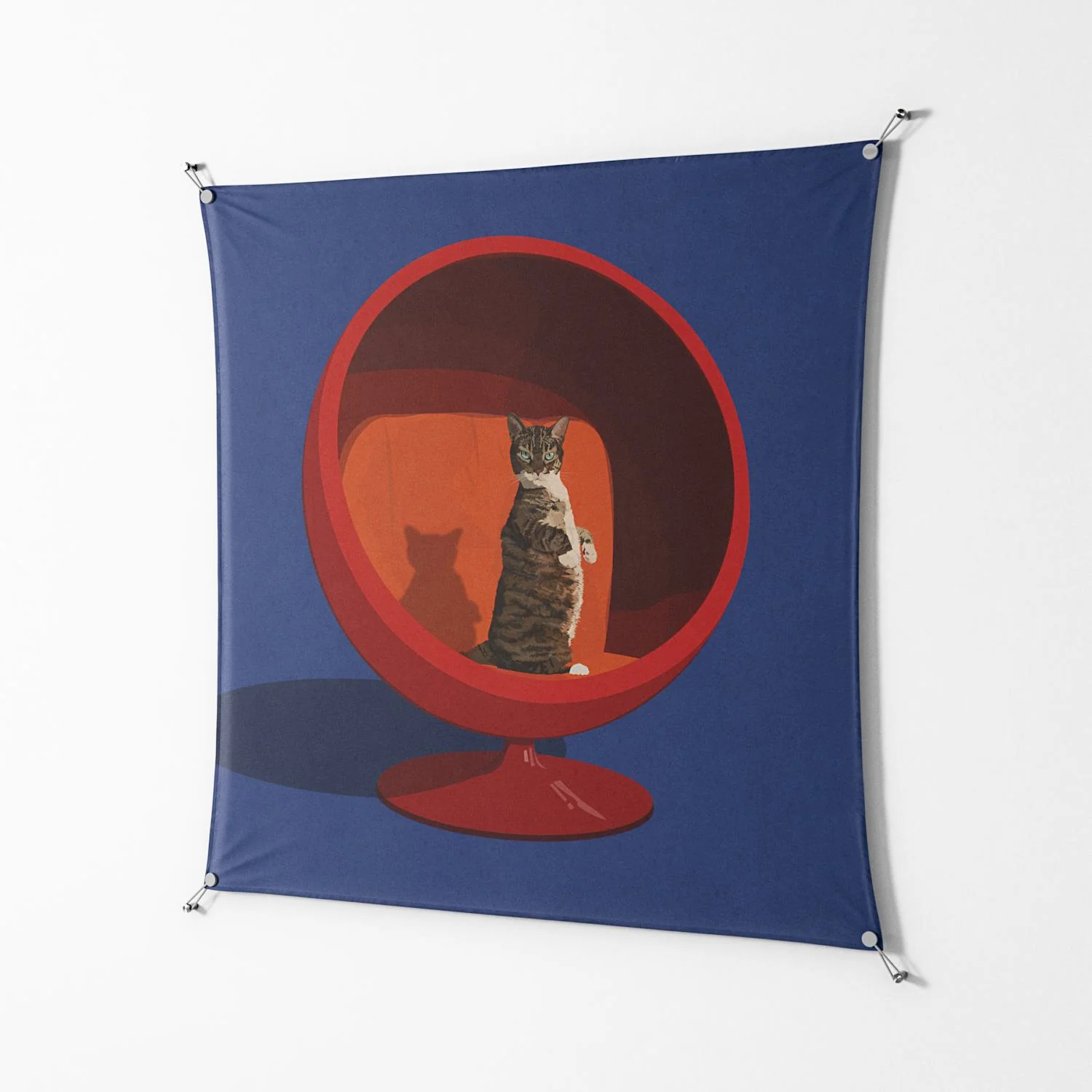 Cat in Chair C - Work On Wall - Kristin Eriksson - Silver - 140 x 140 cm - Image 2