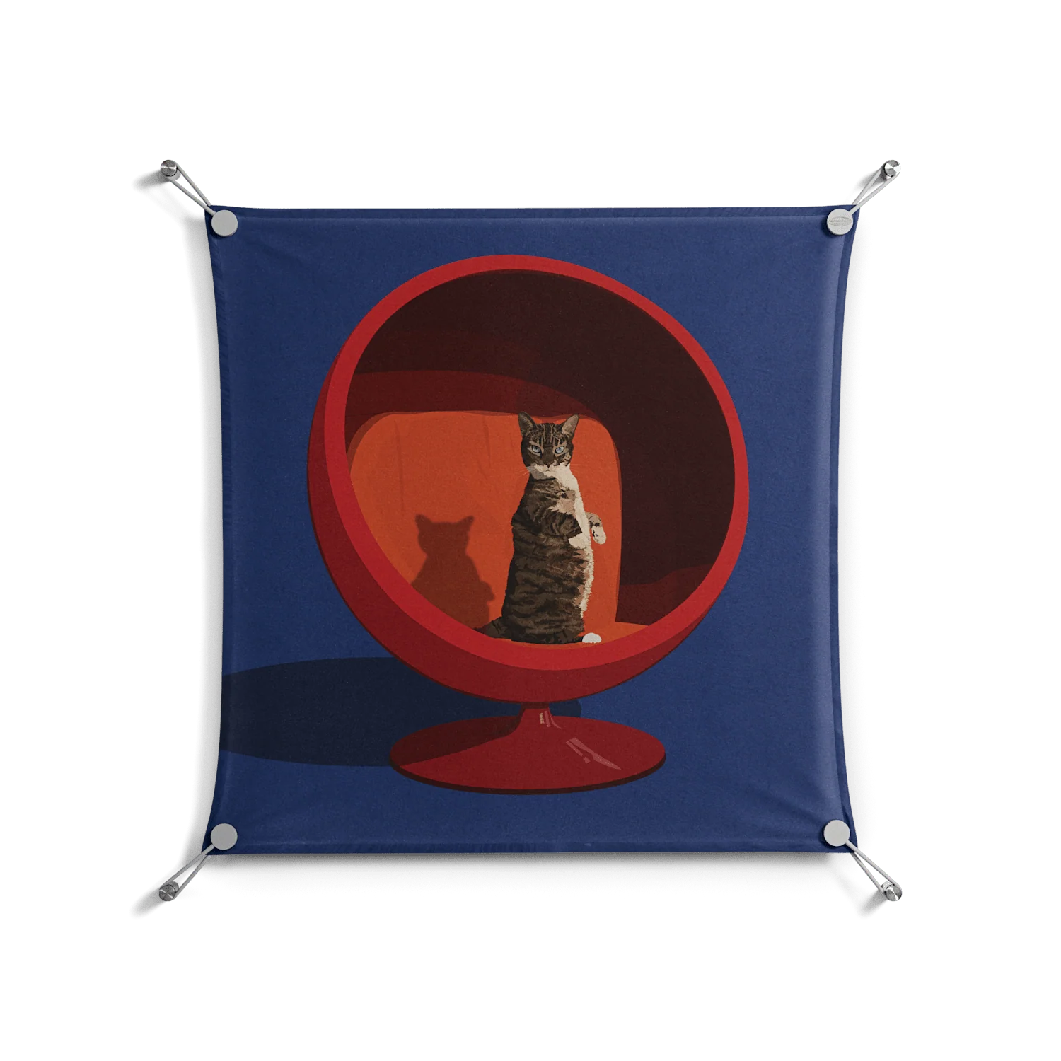 Cat in Chair C - Work On Wall - Kristin Eriksson - Silver - 70 x 70 cm