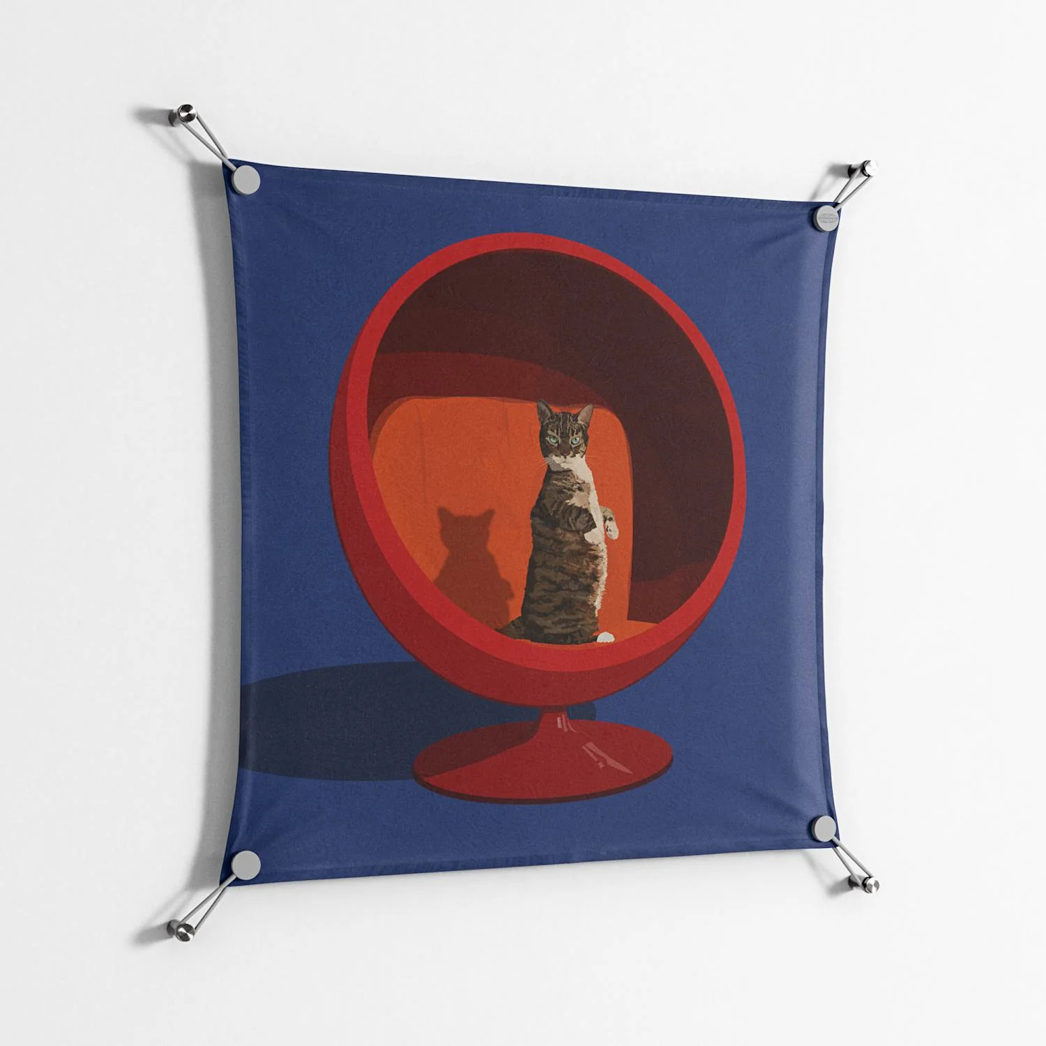 Cat in Chair C - Work On Wall - Kristin Eriksson - Silver - 70 x 70 cm - Image 2