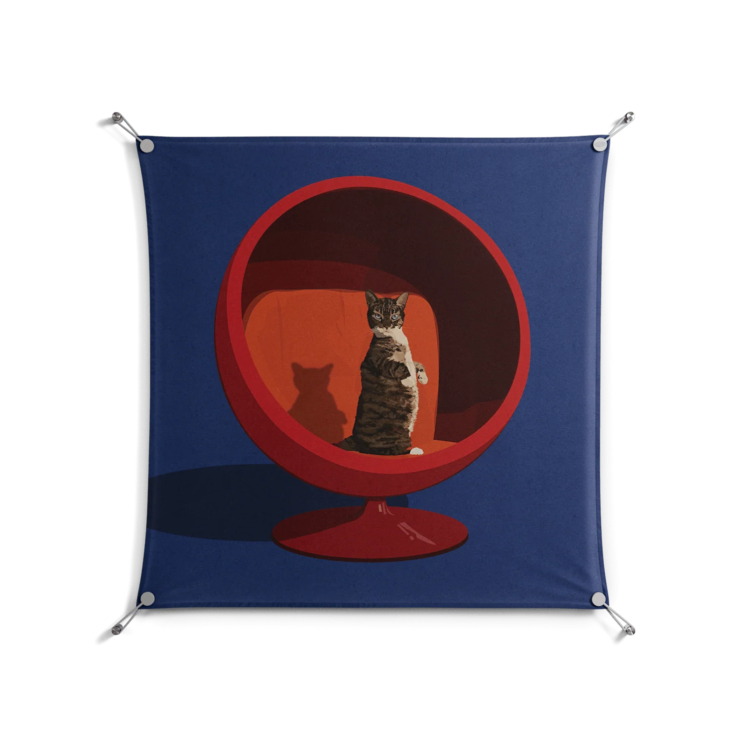 Cat in Chair C - Work On Wall - Kristin Eriksson - Silver - 90 x 90 cm