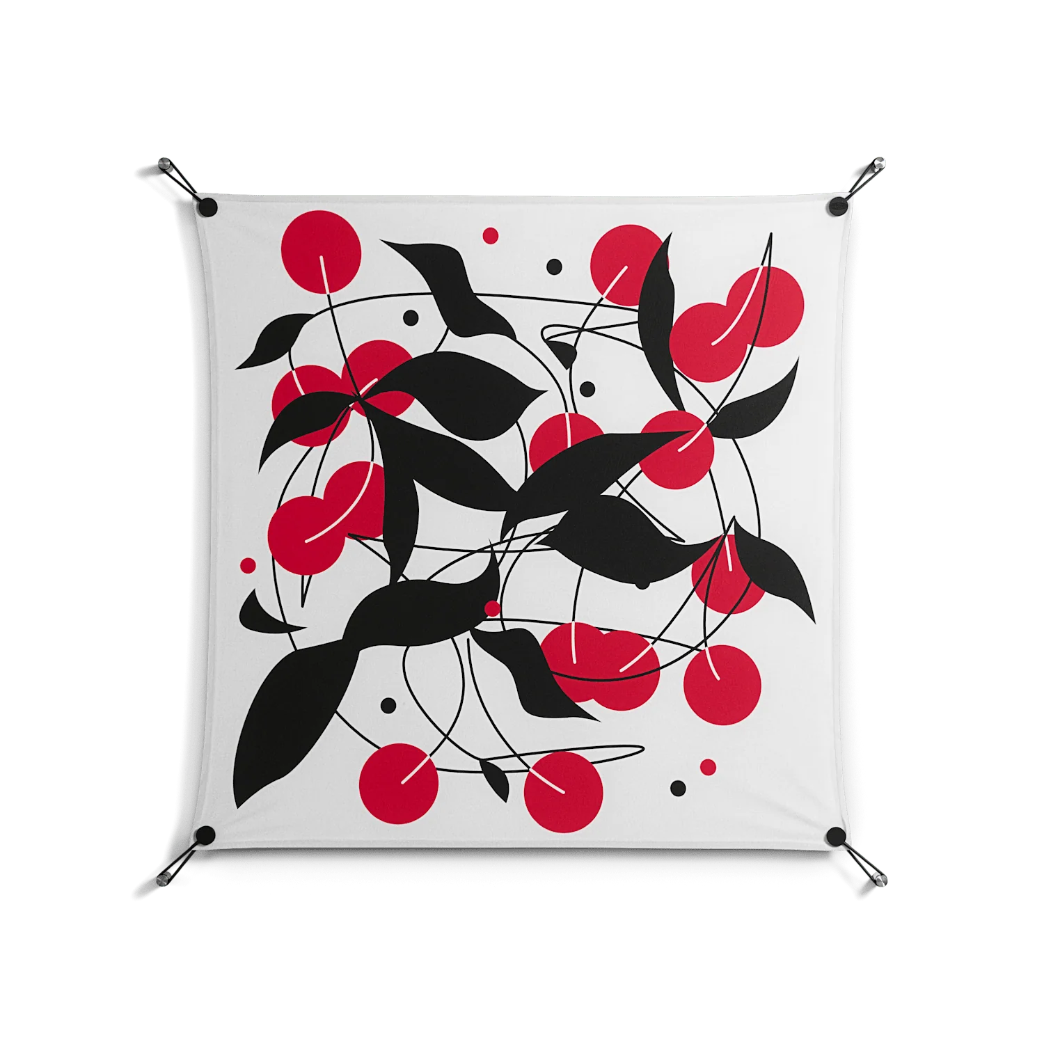Cherry - Work On Wall - Konrad Blaszczyk - Black - 90 x 90 cm