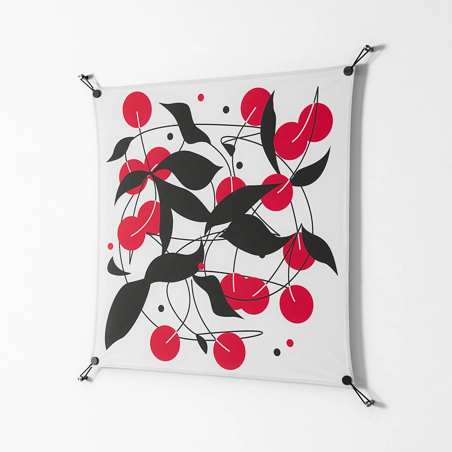 Cherry - Work On Wall - Konrad Blaszczyk - Black - 90 x 90 cm - Image 2