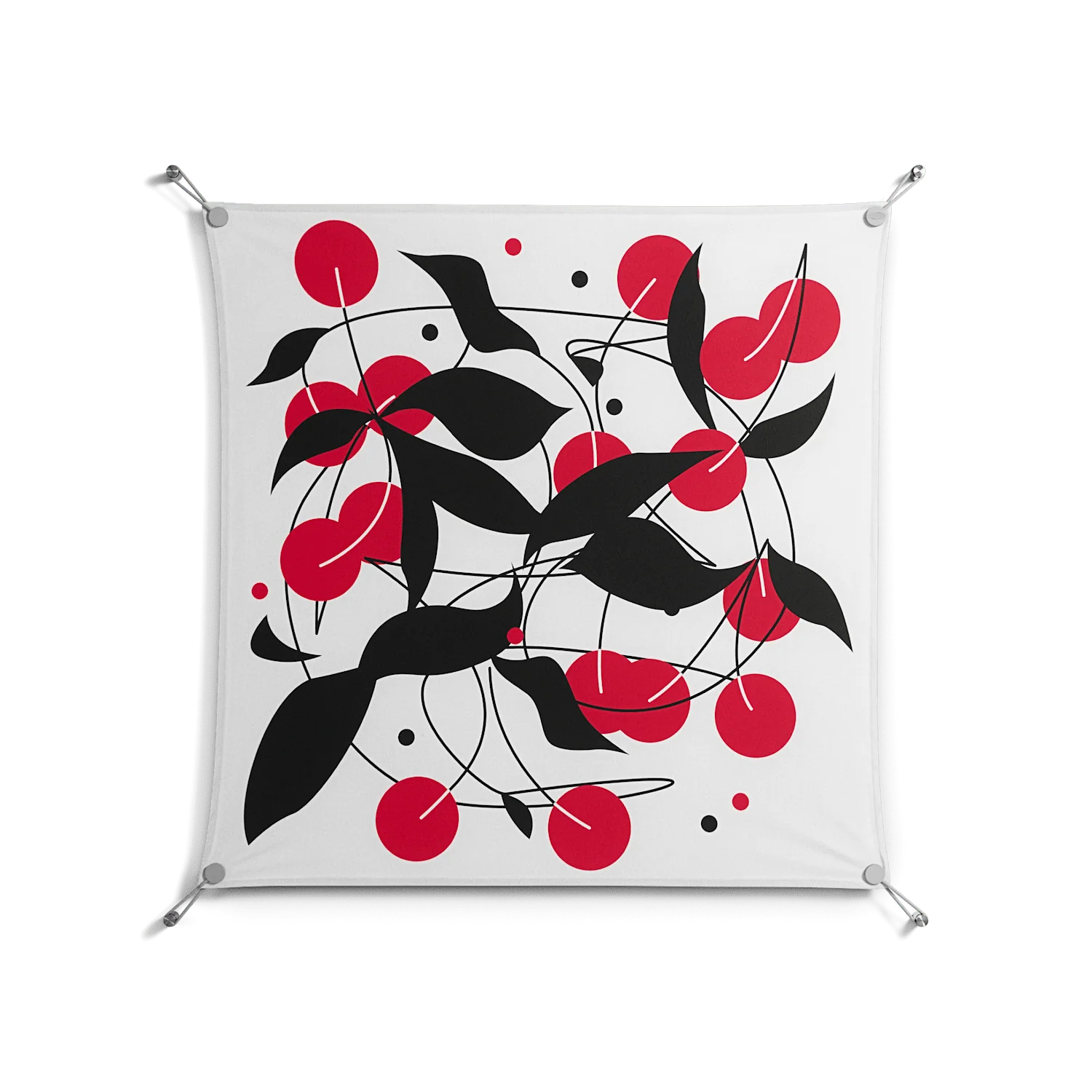 Cherry - Work On Wall - Konrad Blaszczyk - Silver - 90 x 90 cm