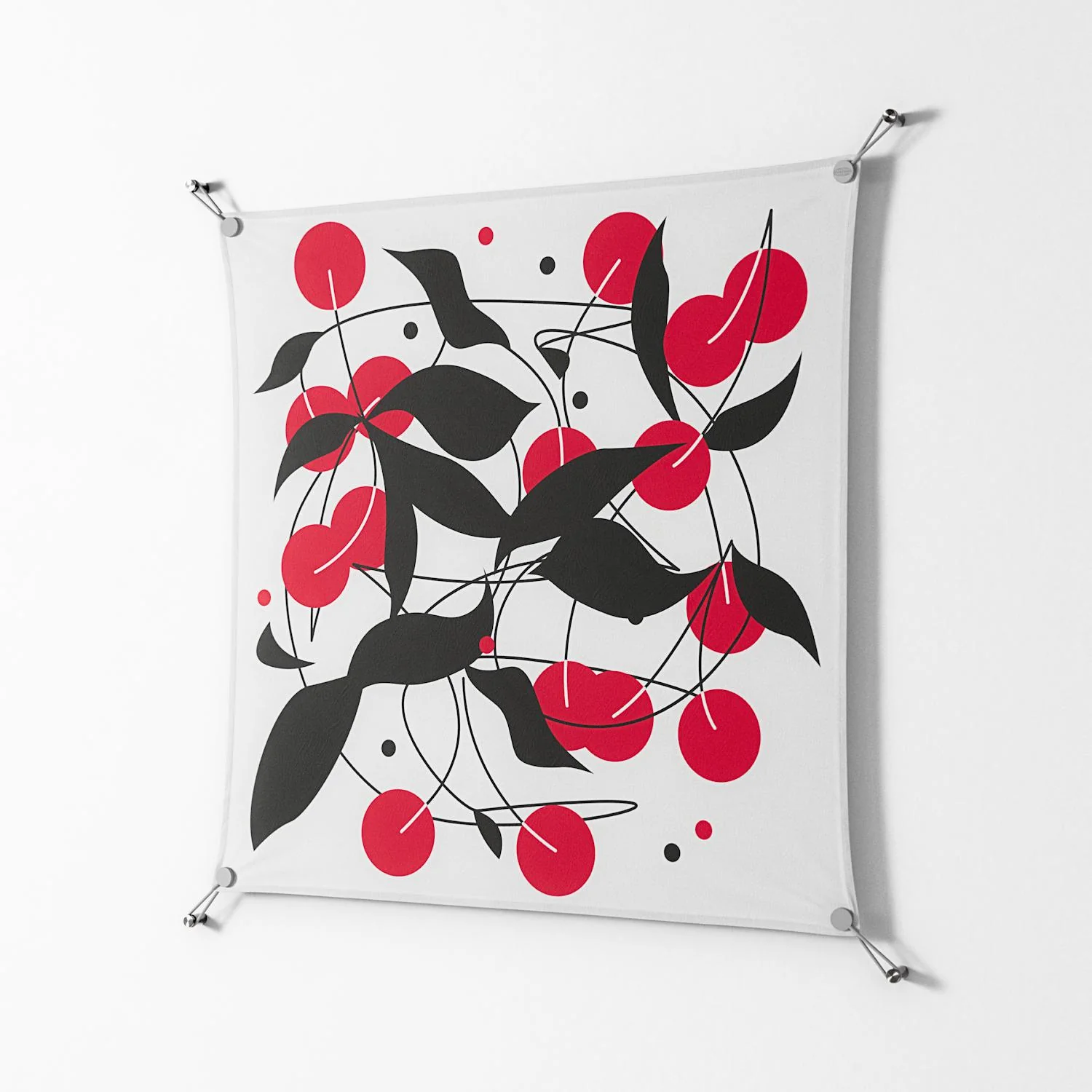 Cherry - Work On Wall - Konrad Blaszczyk - Silver - 90 x 90 cm - Image 2