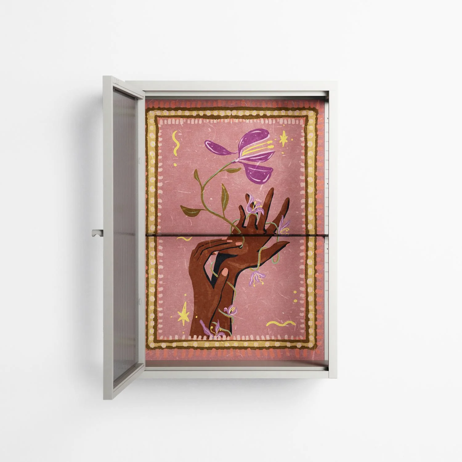 Connect With Nature - Wall Cabinet - Raissa Oltmanns - Chalk - Reeded glass - Image 3
