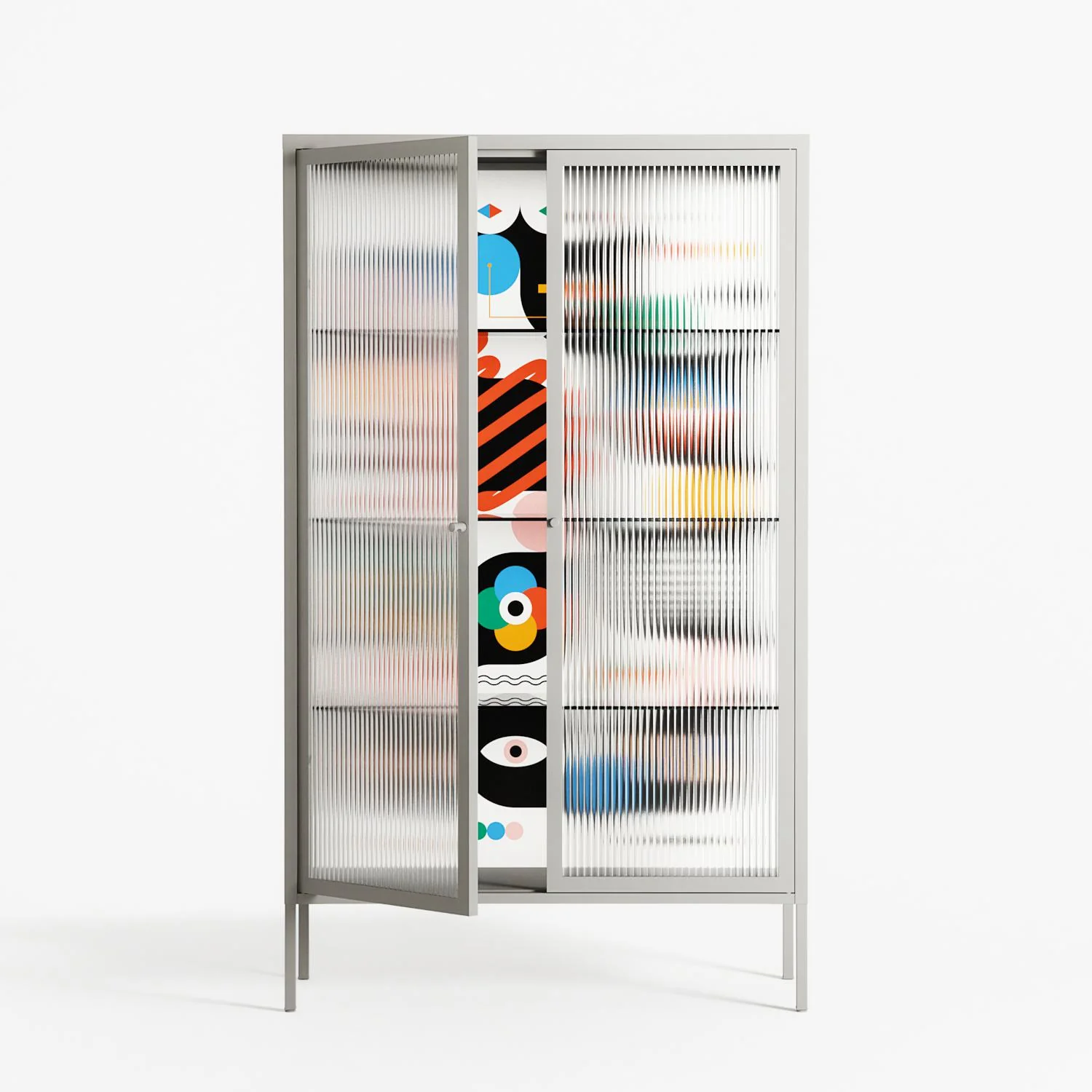 Connections - Cabinet - Vratislav Pecka - Chalk - Reeded glass - Image 2