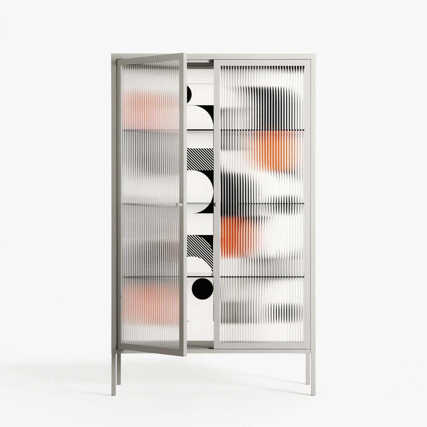 Conserto - Cabinet - Vratislav Pecka - Chalk - Reeded glass - Image 2