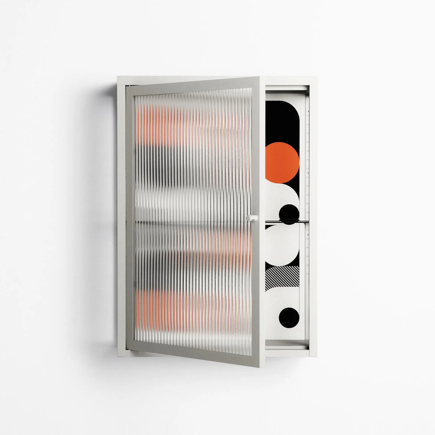 Conserto - Wall Cabinet - Vratislav Pecka - Chalk - Reeded glass - Image 2