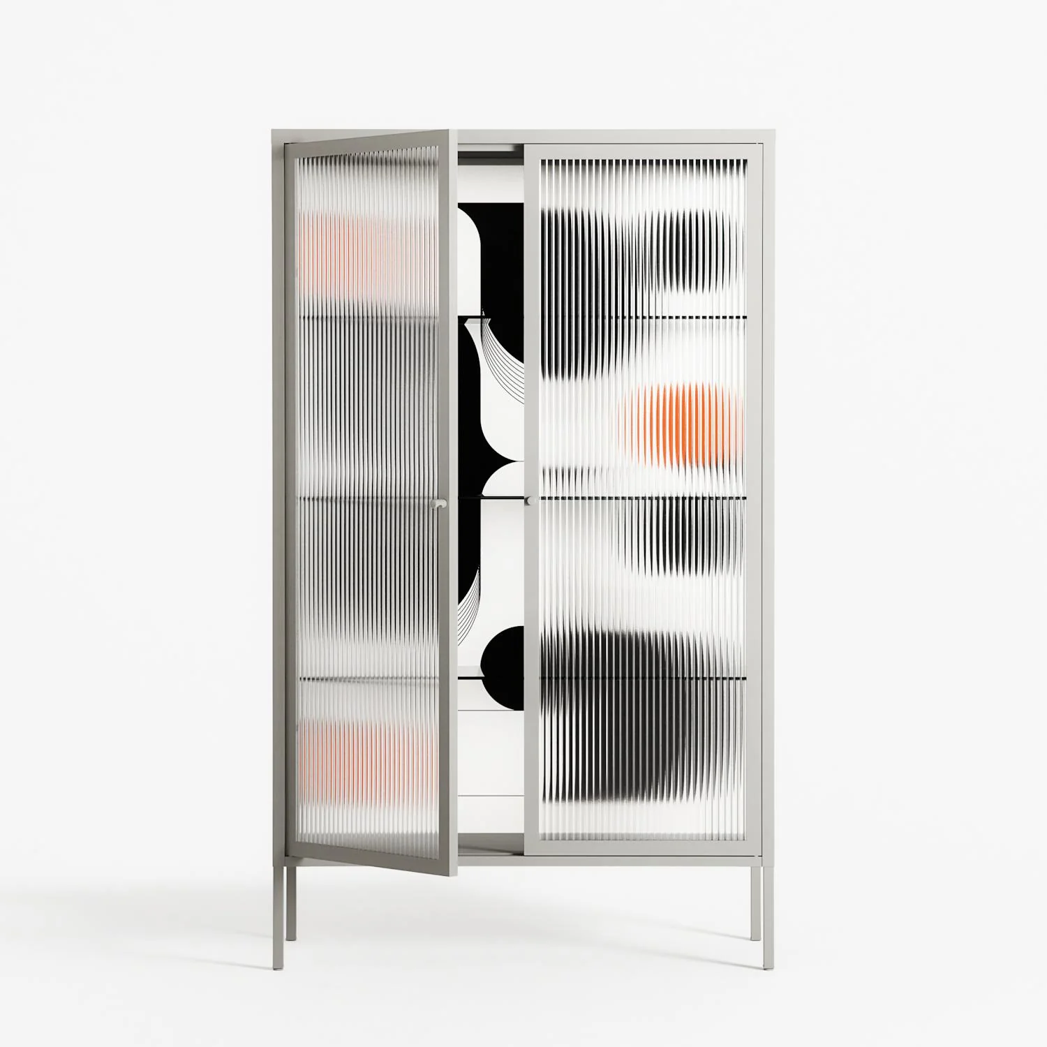 Conserto2 - Cabinet - Vratislav Pecka - Chalk - Reeded glass - Image 2