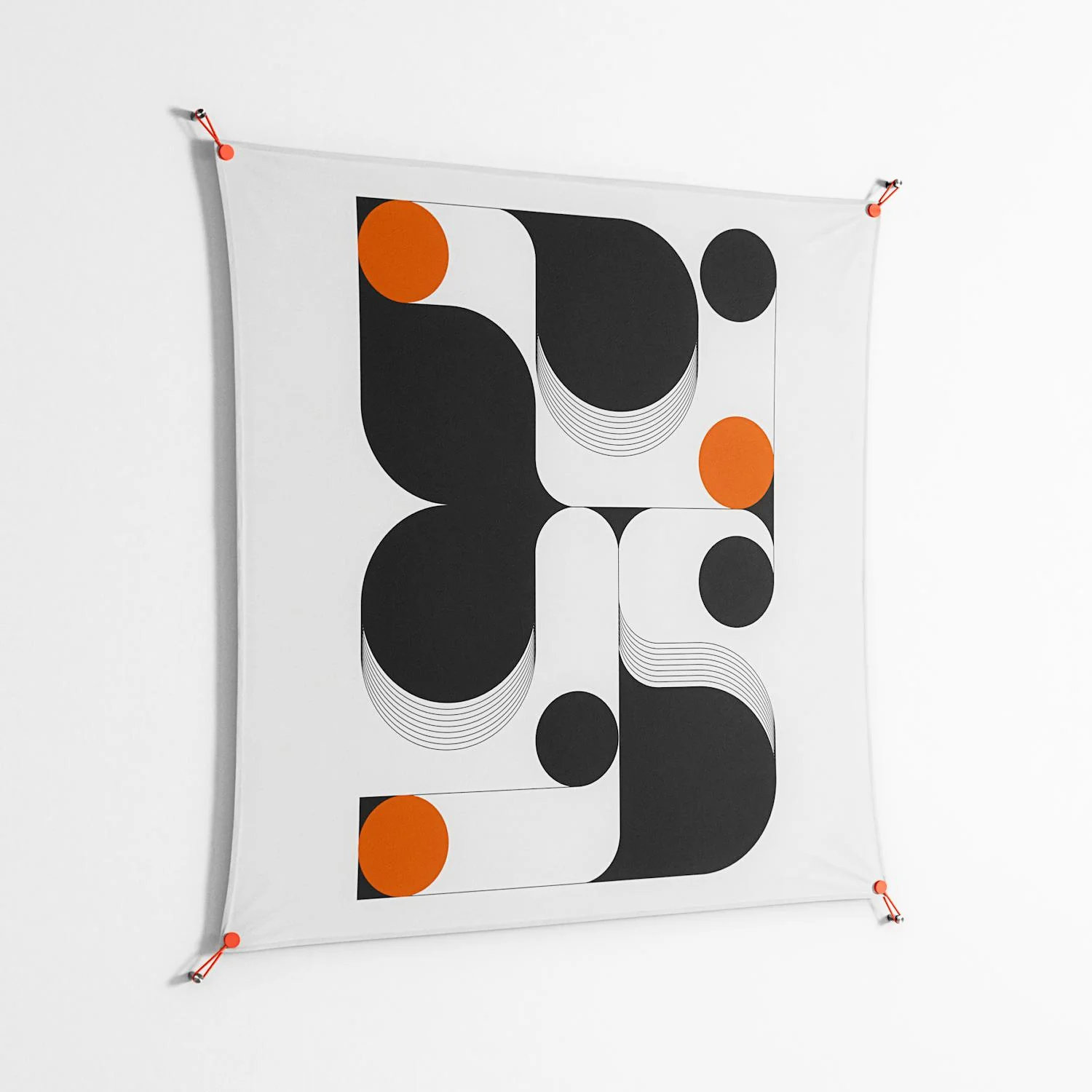 Conserto2 - Work On Wall - Vratislav Pecka - Orange - 140 x 140 cm - Image 2