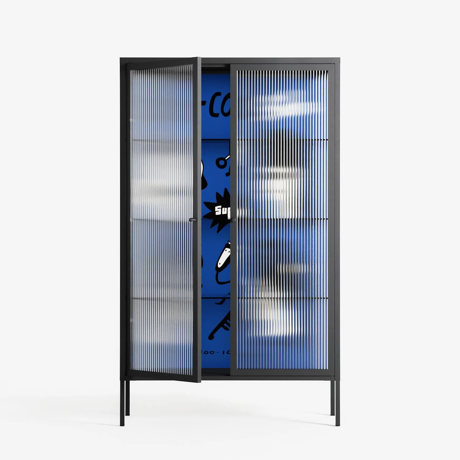 Cool Cool Salon Blue - Cabinet - Aley Wild - Antracite - Reeded glass - Image 2