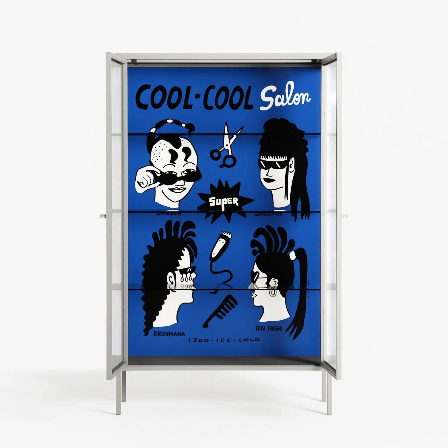 Cool Cool Salon Blue - Cabinet - Aley Wild - Chalk - Reeded glass - Image 3