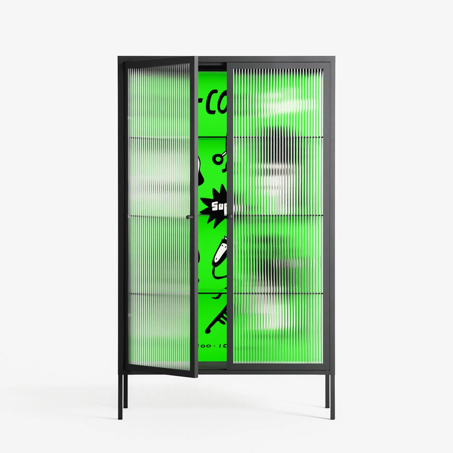 Cool Cool Salon Green - Cabinet - Aley Wild - Antracite - Reeded glass - Image 2