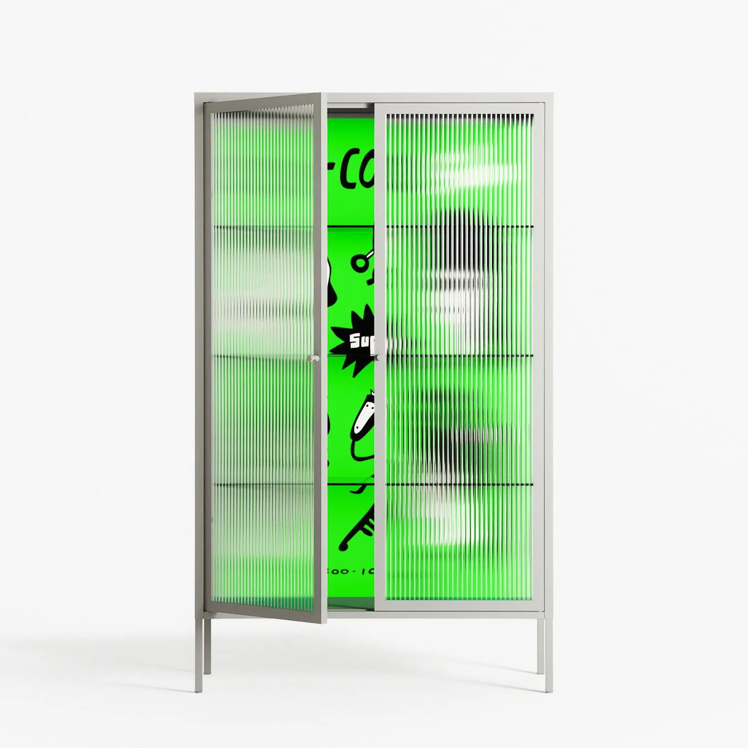 Cool Cool Salon Green - Cabinet - Aley Wild - Chalk - Reeded glass - Image 2