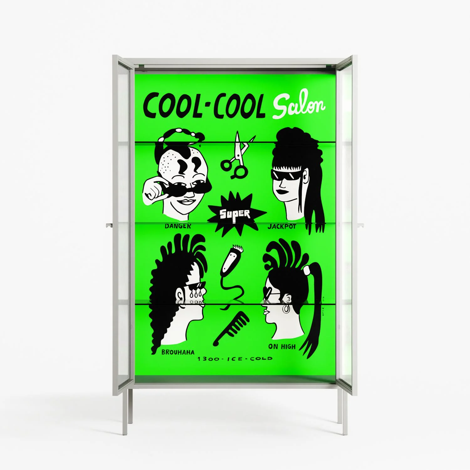 Cool Cool Salon Green - Cabinet - Aley Wild - Chalk - Reeded glass - Image 3