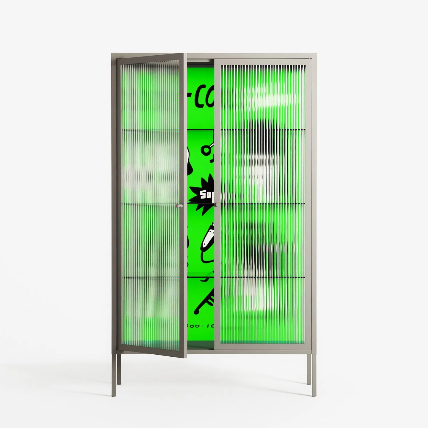 Cool Cool Salon Green - Cabinet - Aley Wild - Pebble - Reeded glass - Image 2