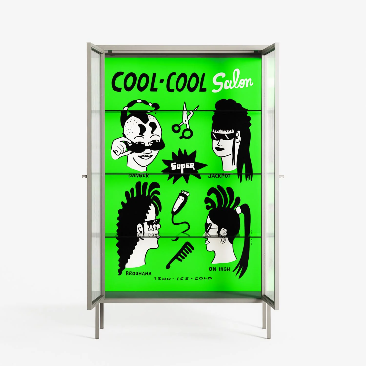 Cool Cool Salon Green - Cabinet - Aley Wild - Pebble - Reeded glass - Image 3