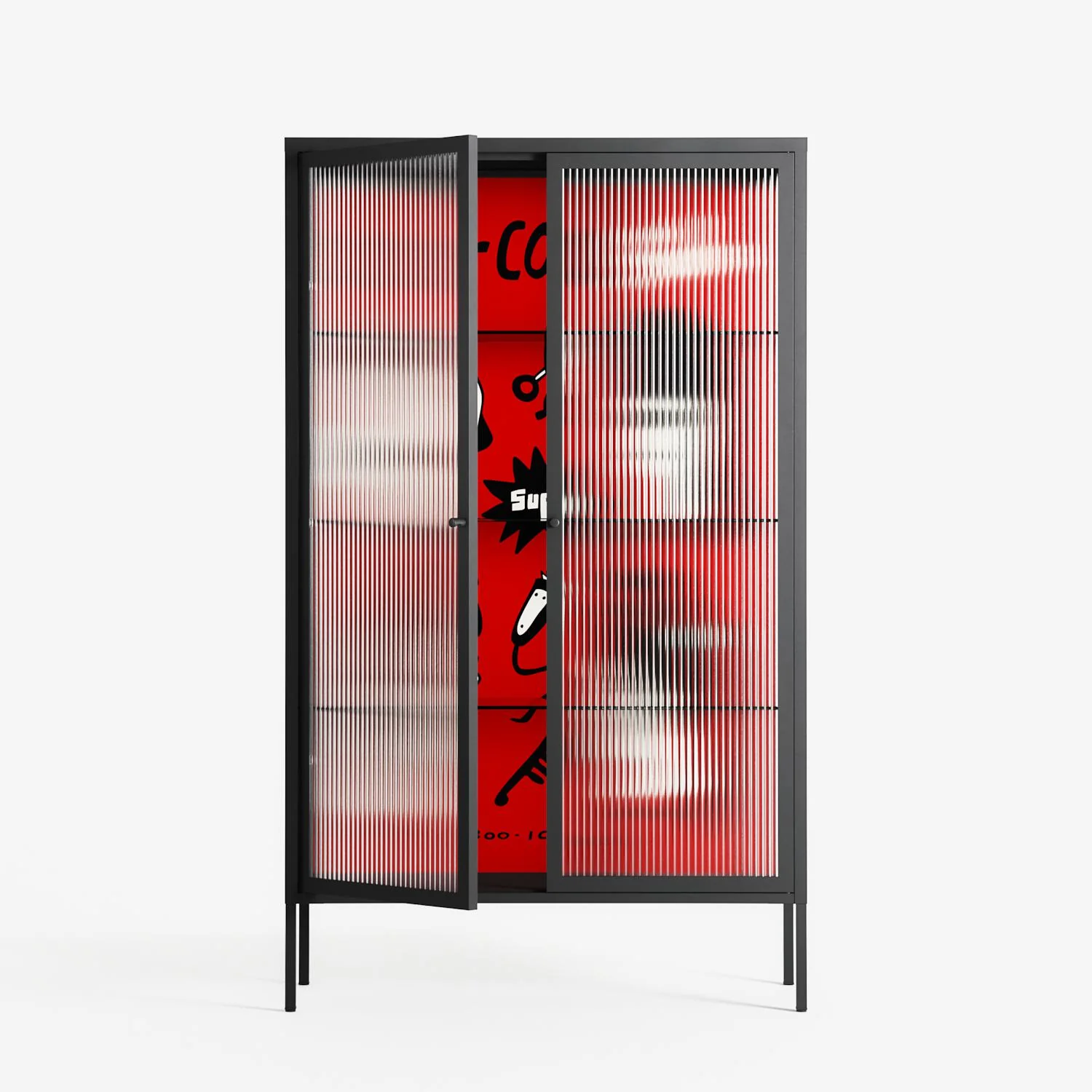 Cool Cool Salon Red - Cabinet - Aley Wild - Antracite - Reeded glass - Image 2