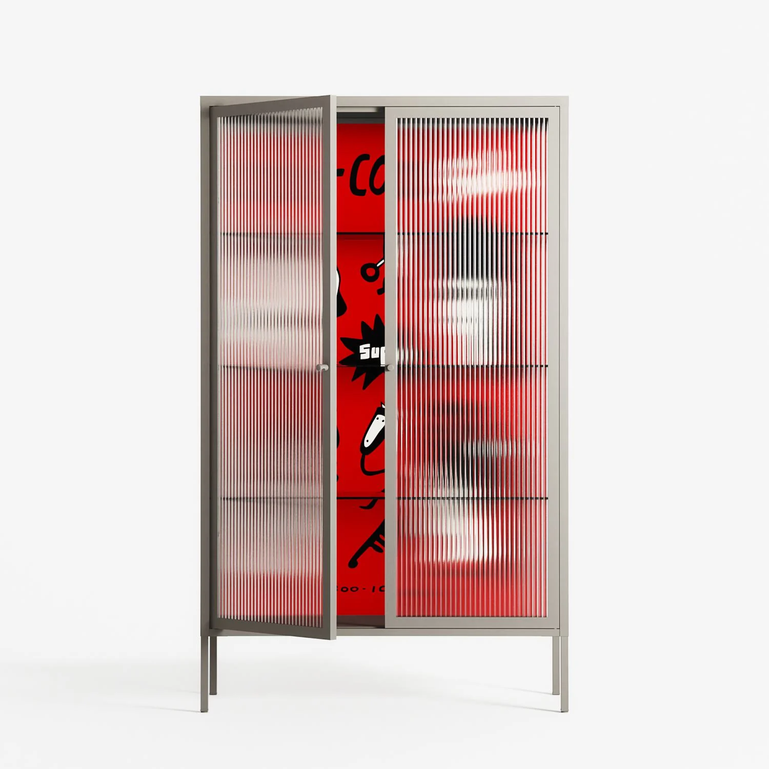 Cool Cool Salon Red - Cabinet - Aley Wild - Pebble - Reeded glass - Image 2