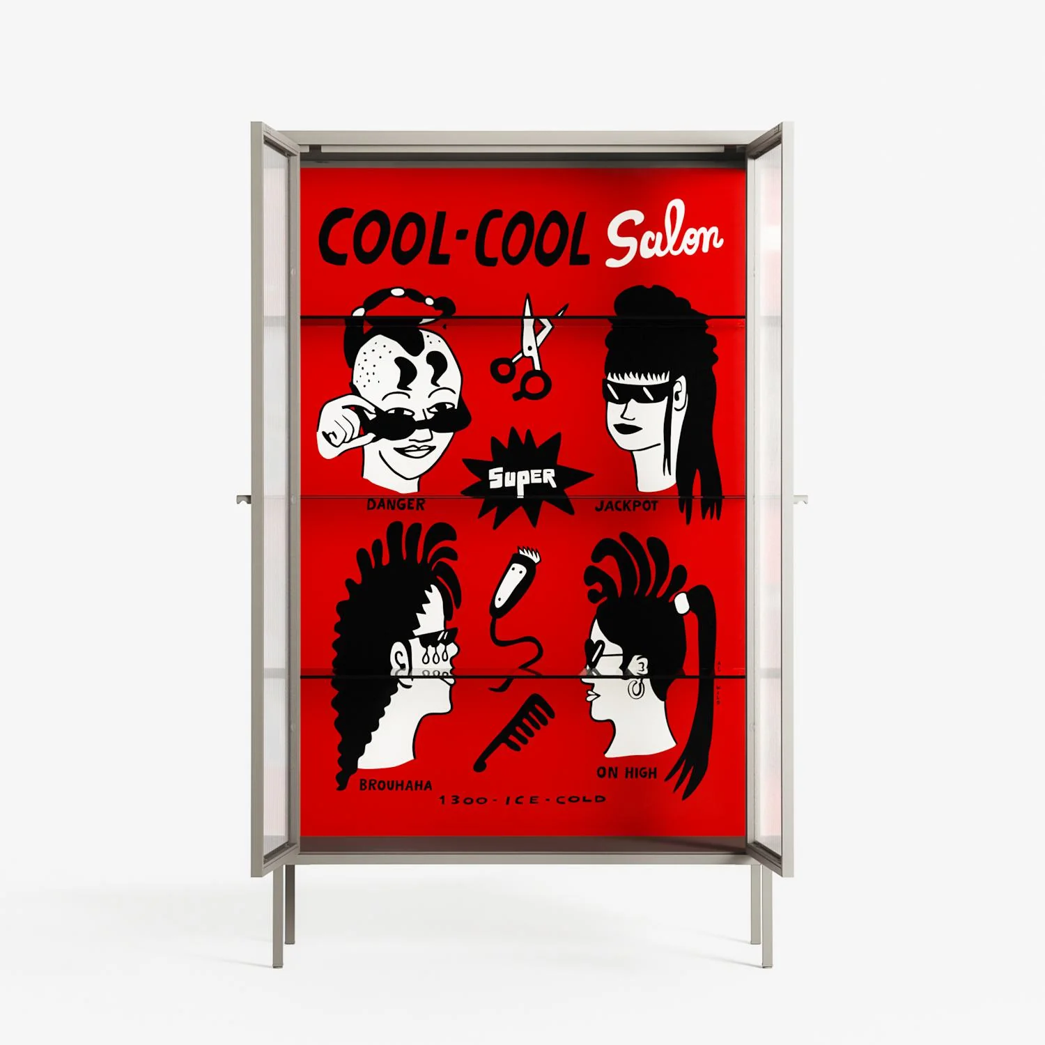 Cool Cool Salon Red - Cabinet - Aley Wild - Pebble - Reeded glass - Image 3