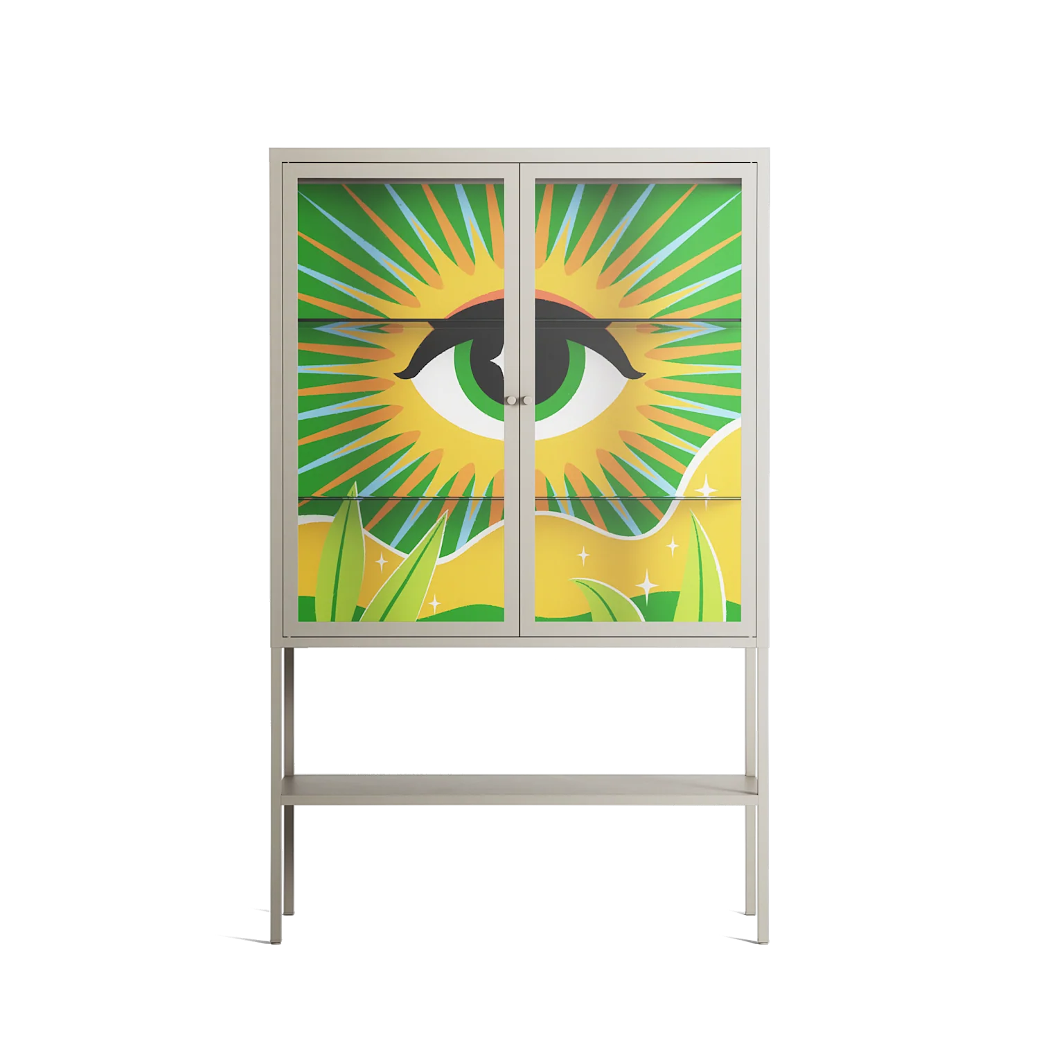Curiosity - Loft Cabinet - Heather Zhou - Pebble - Clear glass