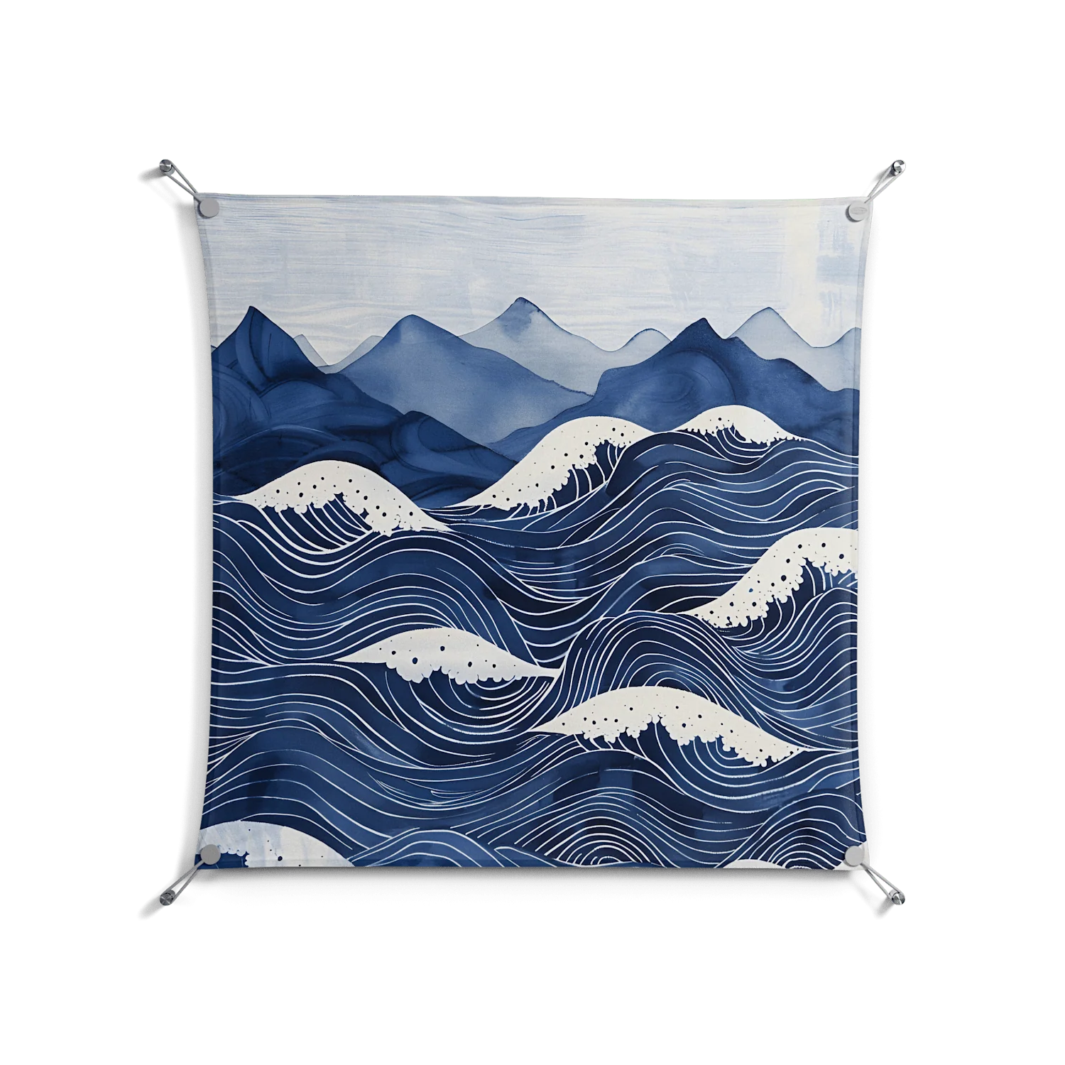 Dalgalar - Work On Wall - Nur Rydberg - Silver - 90 x 90 cm