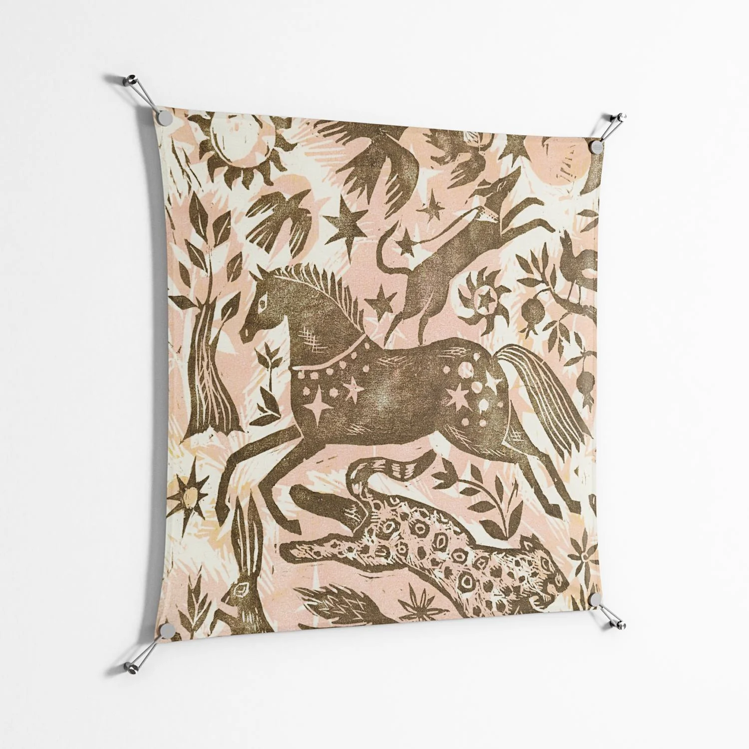 Delight Pink - Work On Wall - Diana Catchpole - Silver - 90 x 90 cm