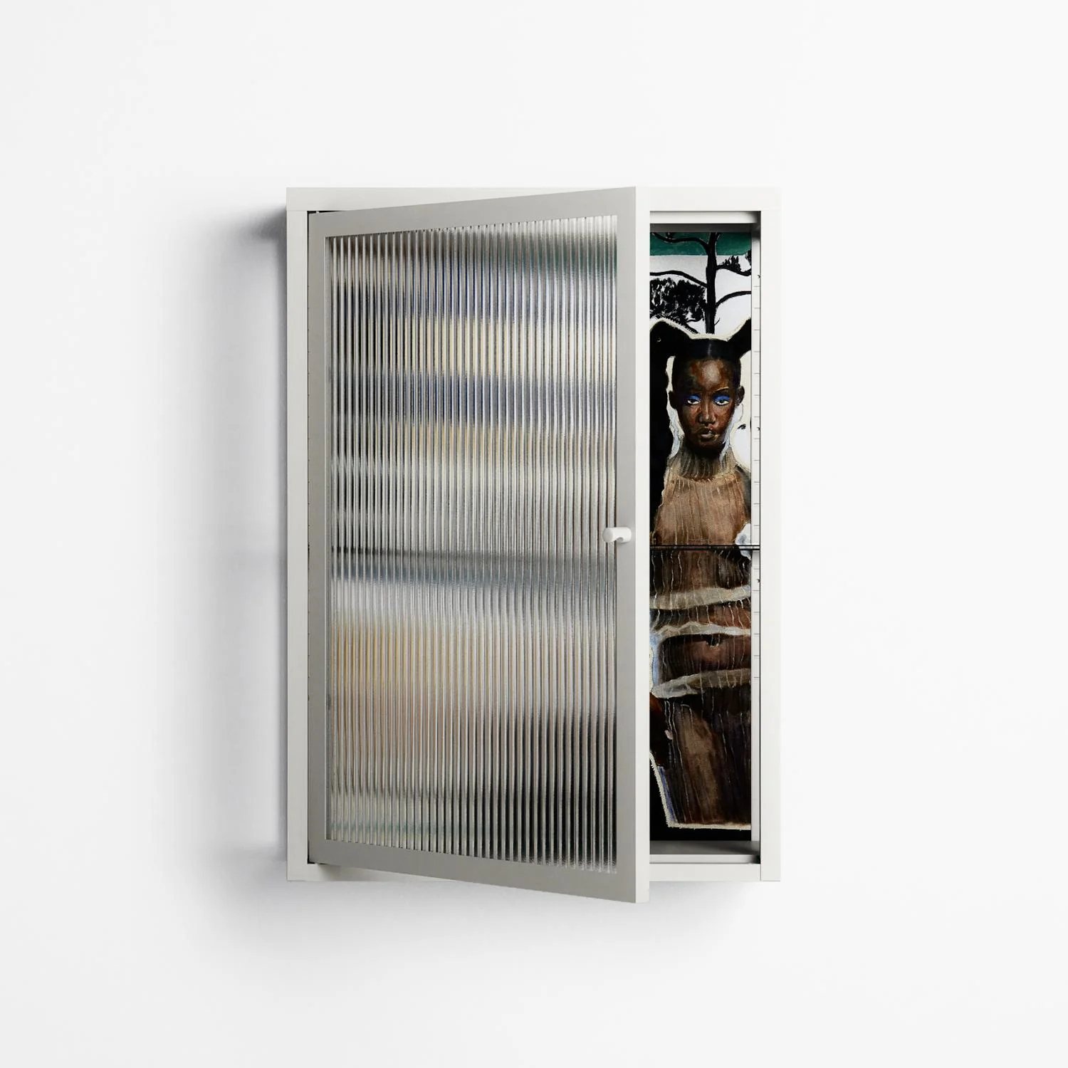 Dreaming With Open Eyes - Wall Cabinet - Sophie Goudman-Peachey - Chalk - Reeded glass - Image 2