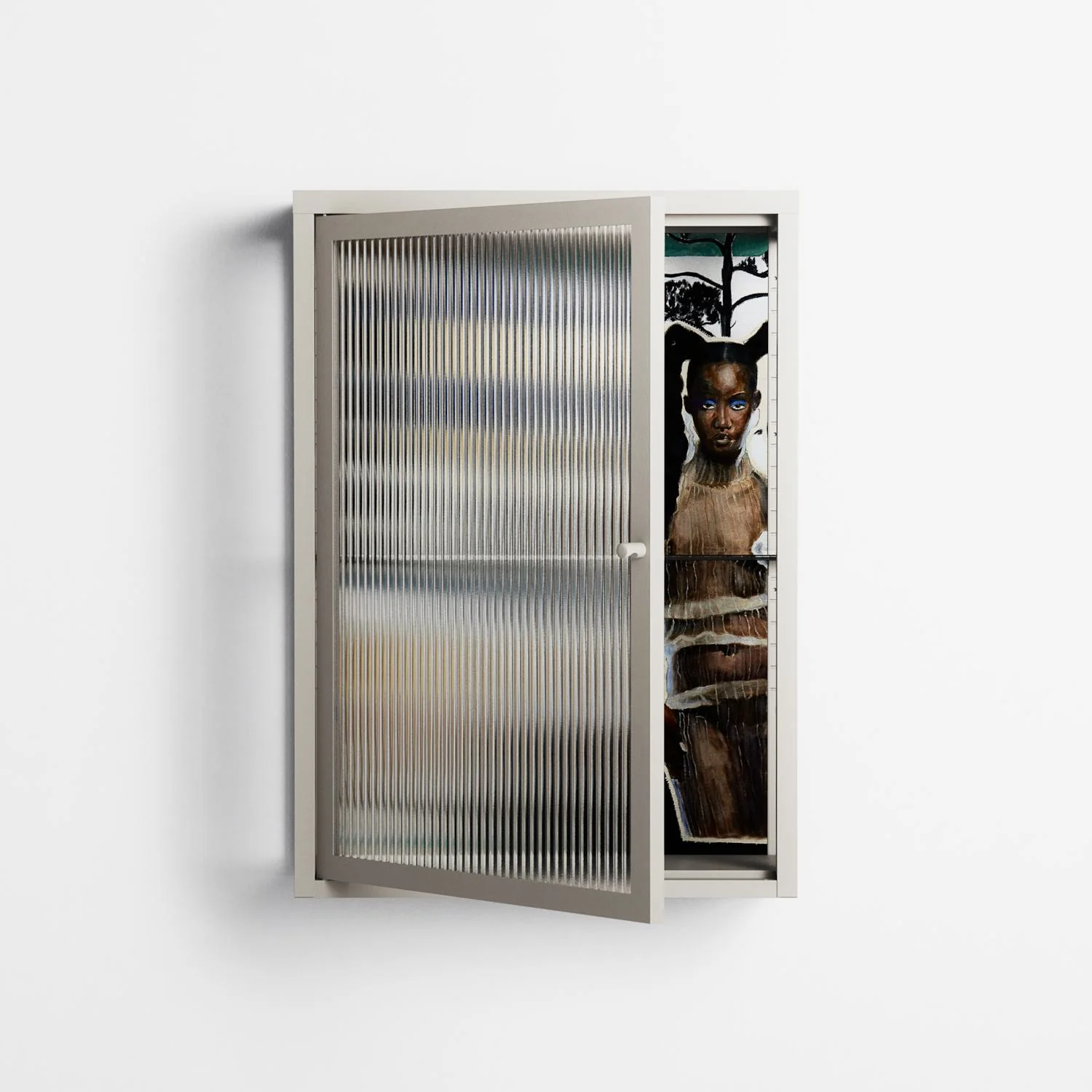 Dreaming With Open Eyes - Wall Cabinet - Sophie Goudman-Peachey - Pebble - Reeded glass - Image 2